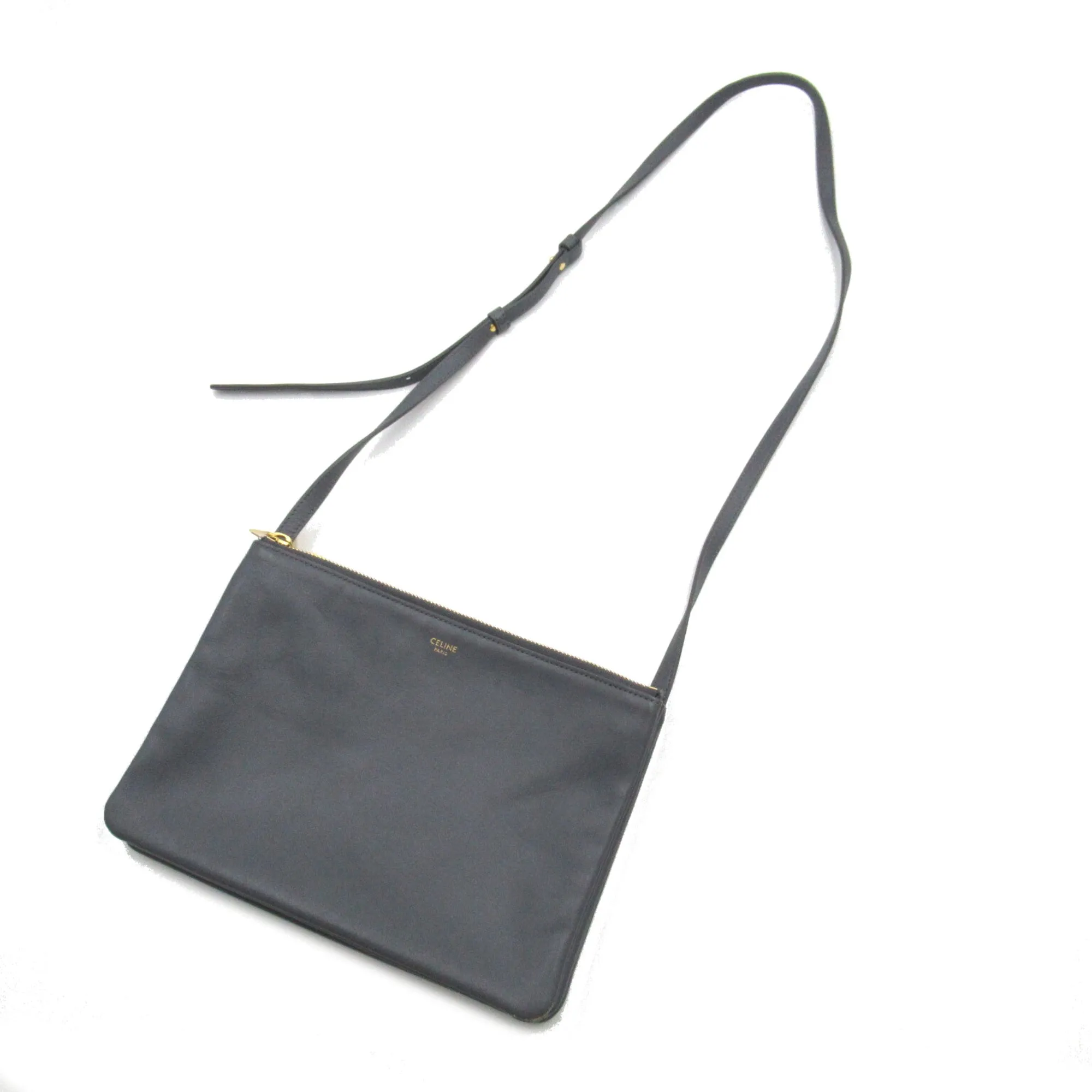 Celine Trio Shoulder Bag Gray leather S-AT-3168
