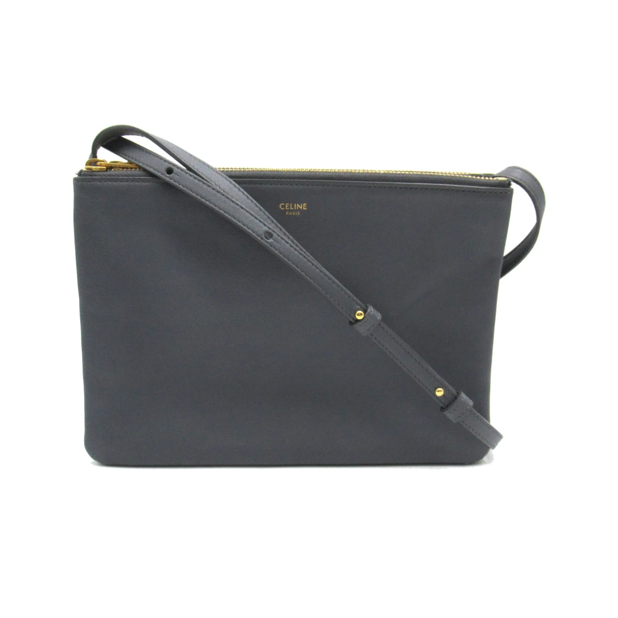 Celine Trio Shoulder Bag Gray leather S-AT-3168