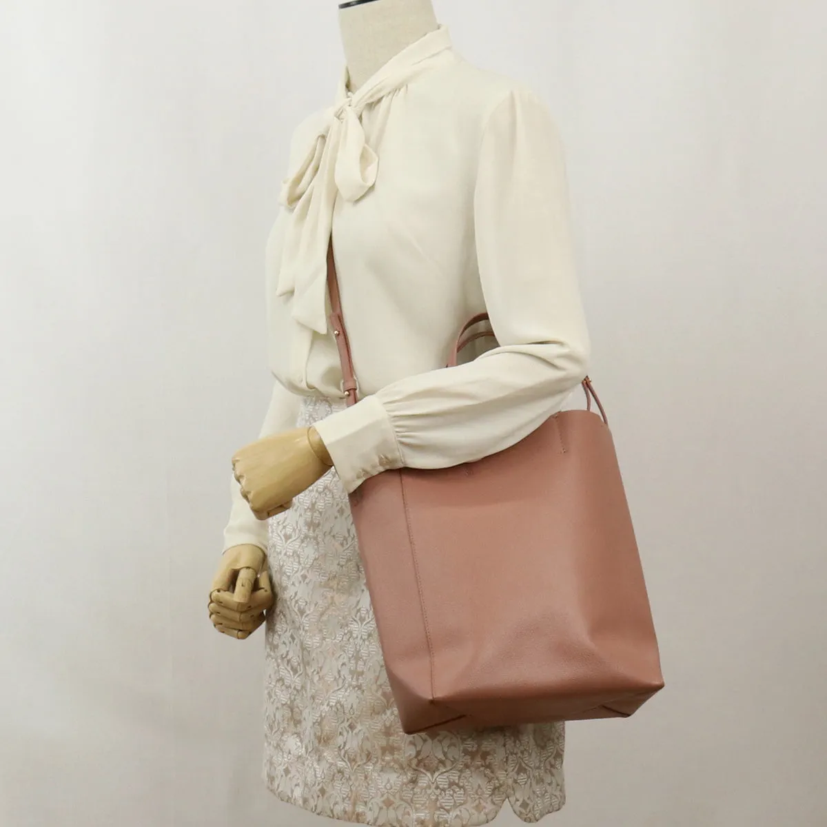 CELINE Vertical Hippo Small Tote Bag shoulder bag 2WAY leather Women color pink