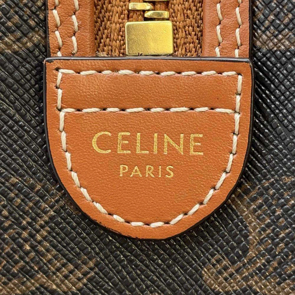 CELINE Triomphe Small Boston Shoulder Bag Black/Brown197582 PVC Leather