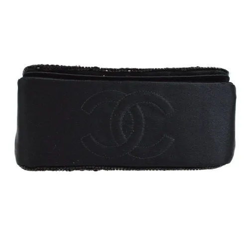 CHANEL 1994-1996 Sequins CC Cross Body Shoulder Bag Black AK35552h