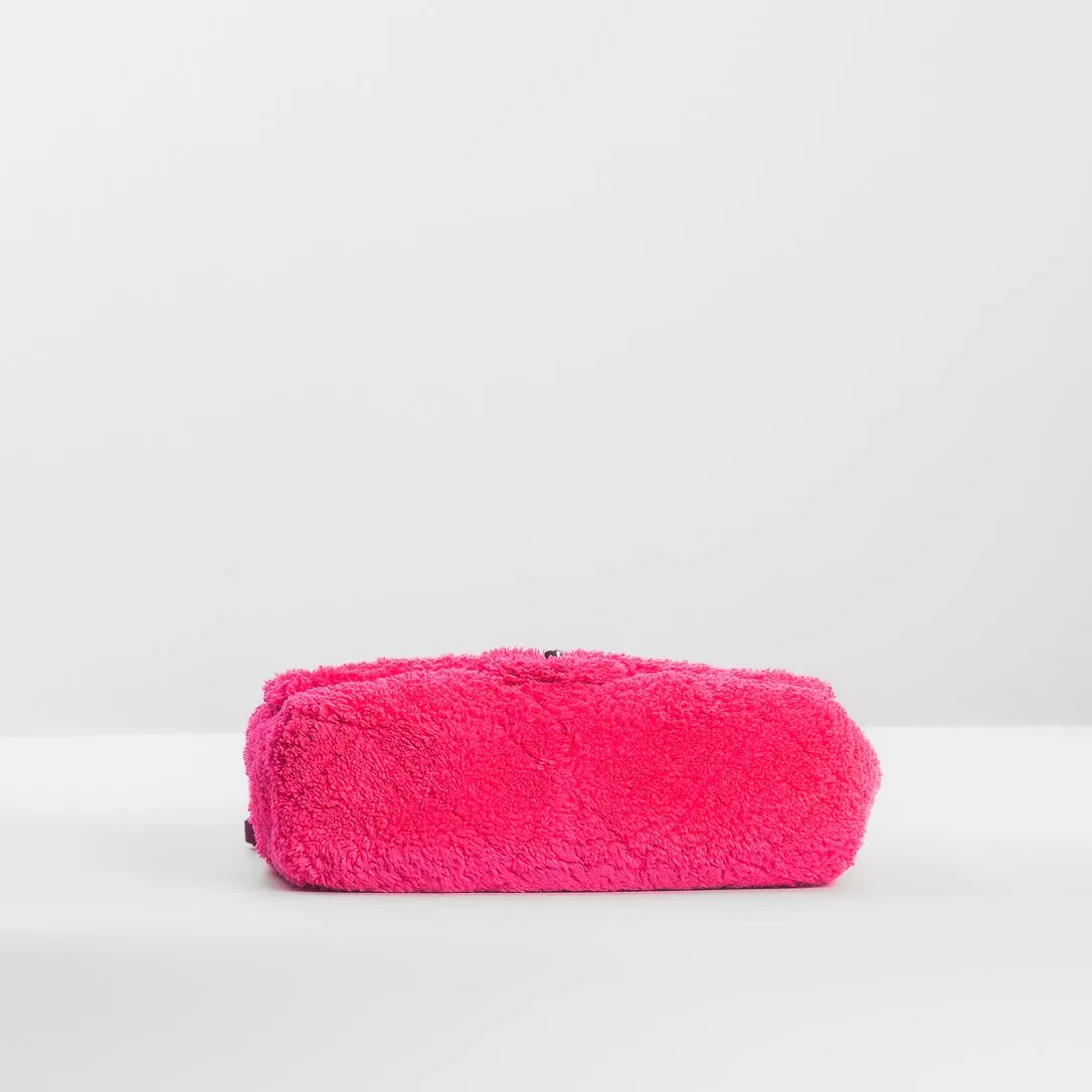 CHANEL - BAG COCO BEACH MEDIUM QUILTED FLAP FUCHSIA TERRY CLOTH TIMELESS