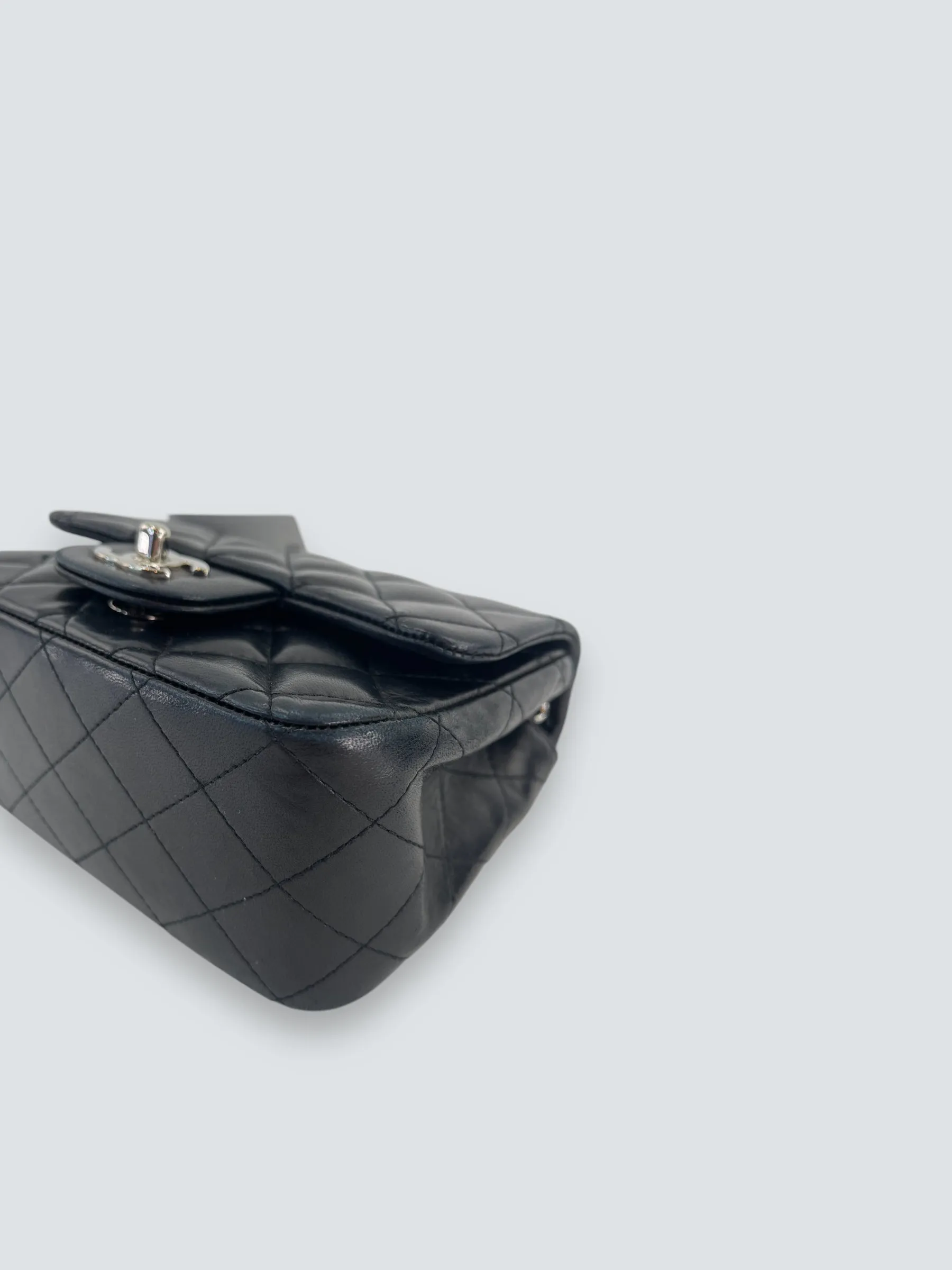 Chanel Black Lambskin Leather Mini Square Flap