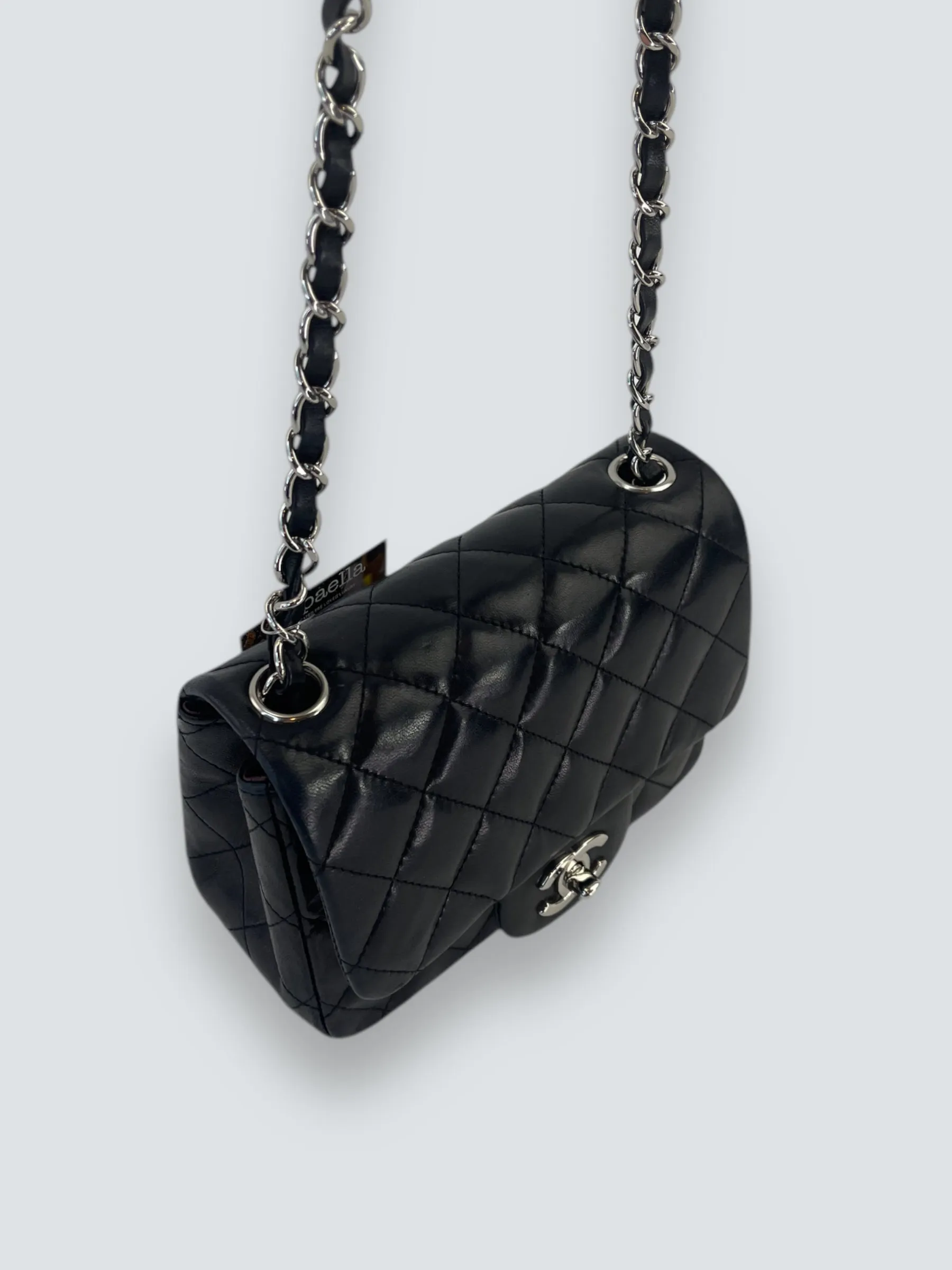 Chanel Black Lambskin Leather Mini Square Flap