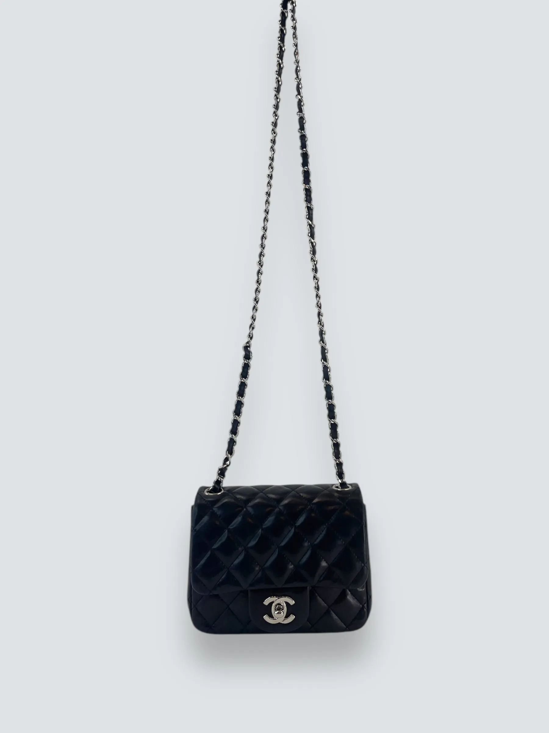 Chanel Black Lambskin Leather Mini Square Flap