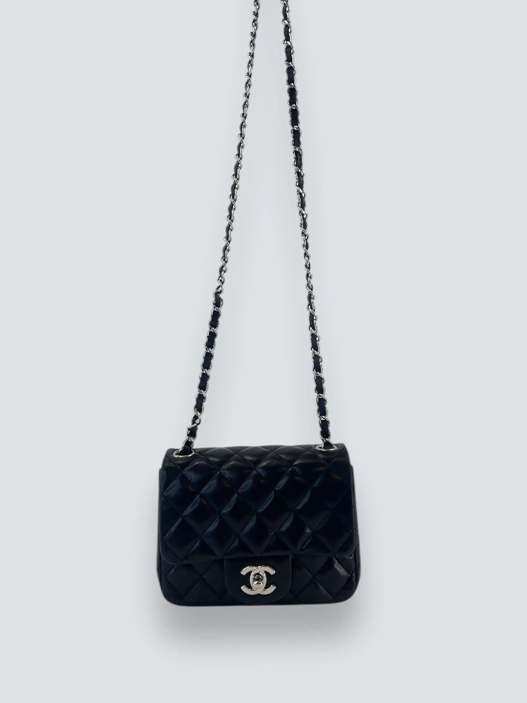 Chanel Black Lambskin Leather Mini Square Flap