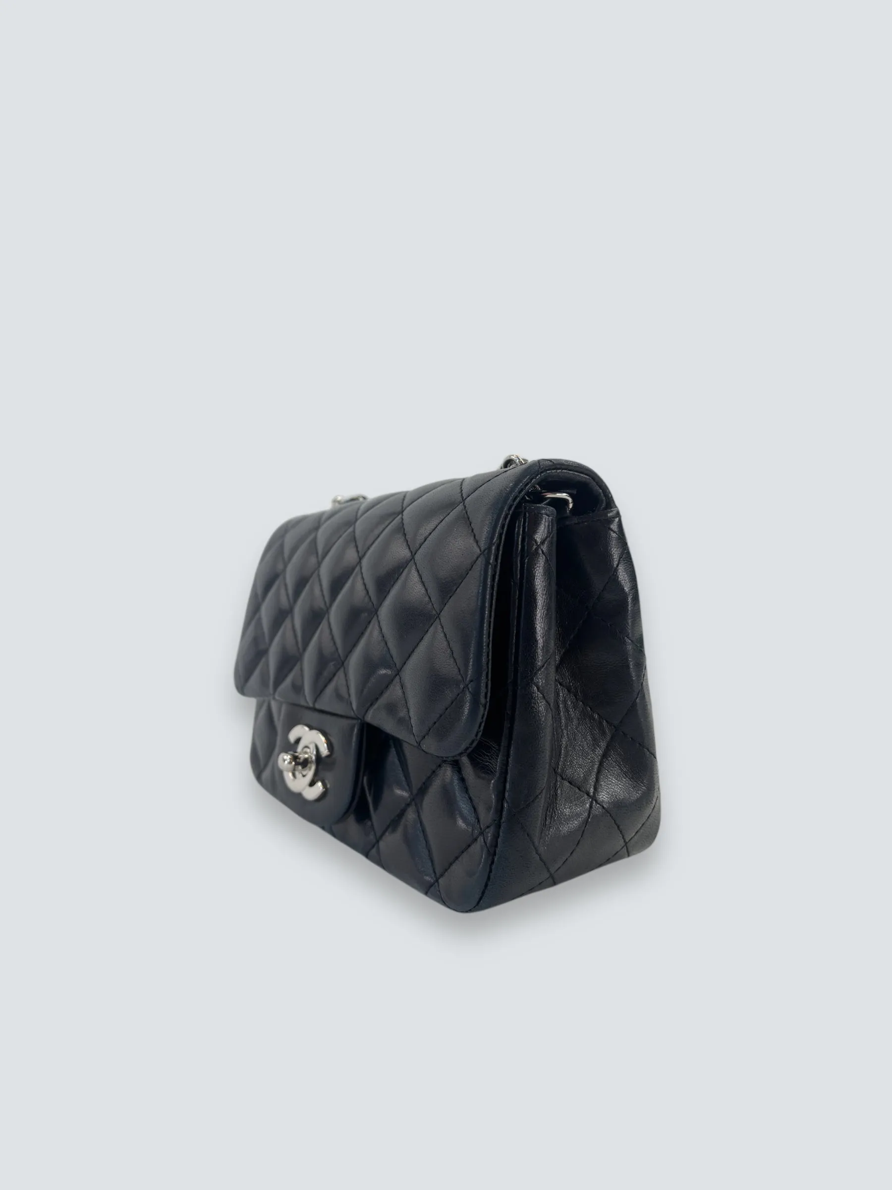 Chanel Black Lambskin Leather Mini Square Flap