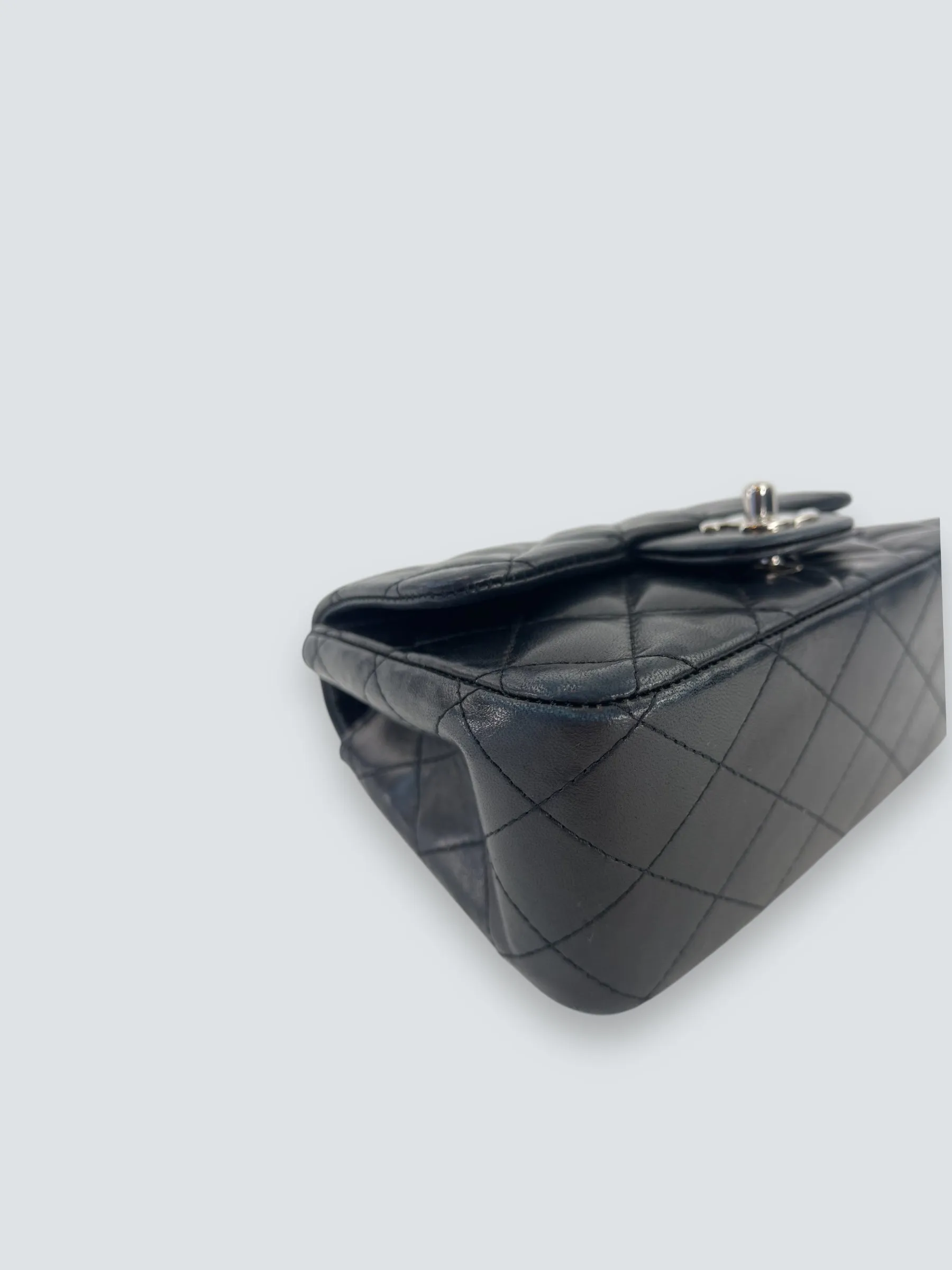 Chanel Black Lambskin Leather Mini Square Flap