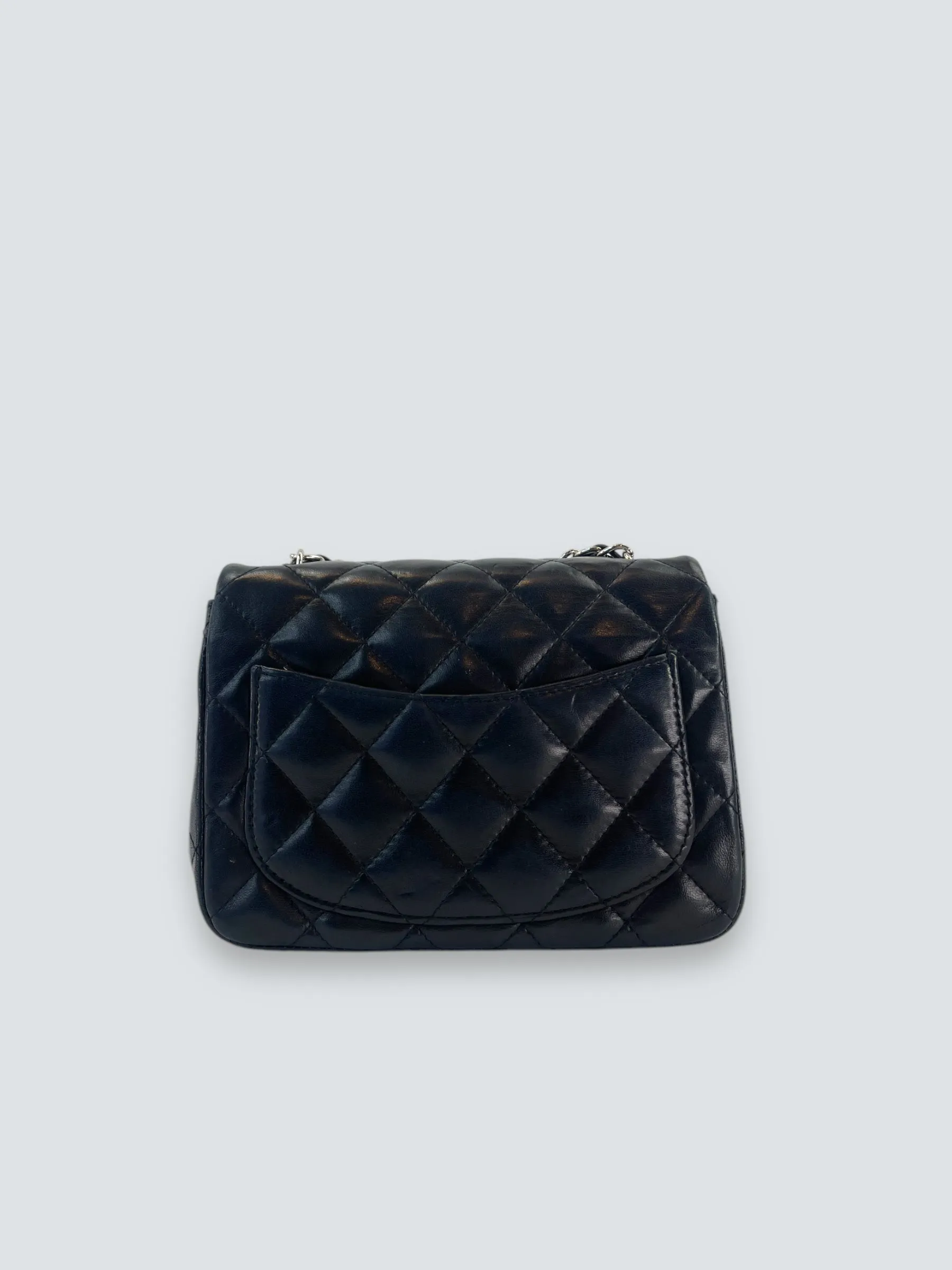 Chanel Black Lambskin Leather Mini Square Flap