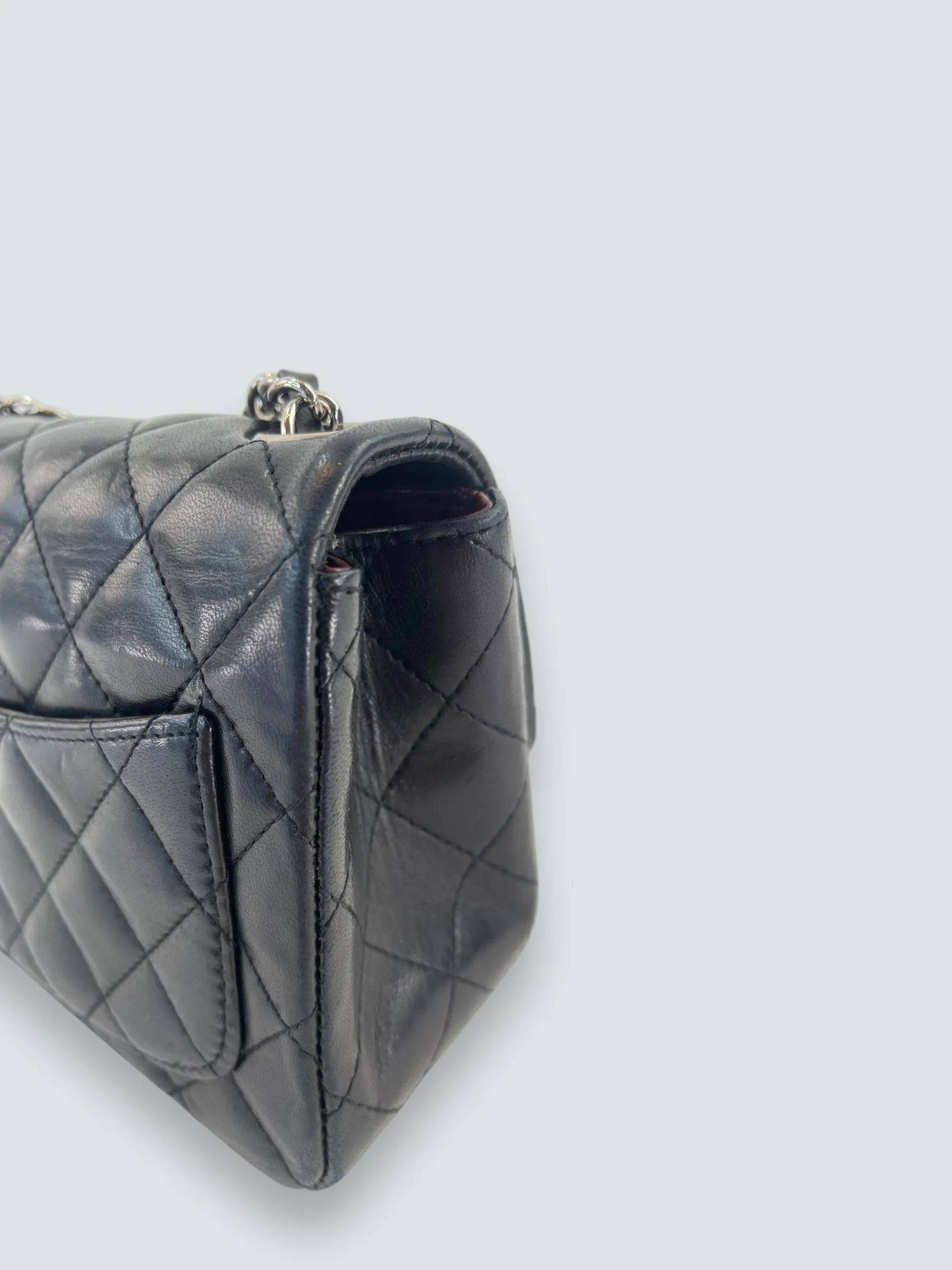 Chanel Black Lambskin Leather Mini Square Flap