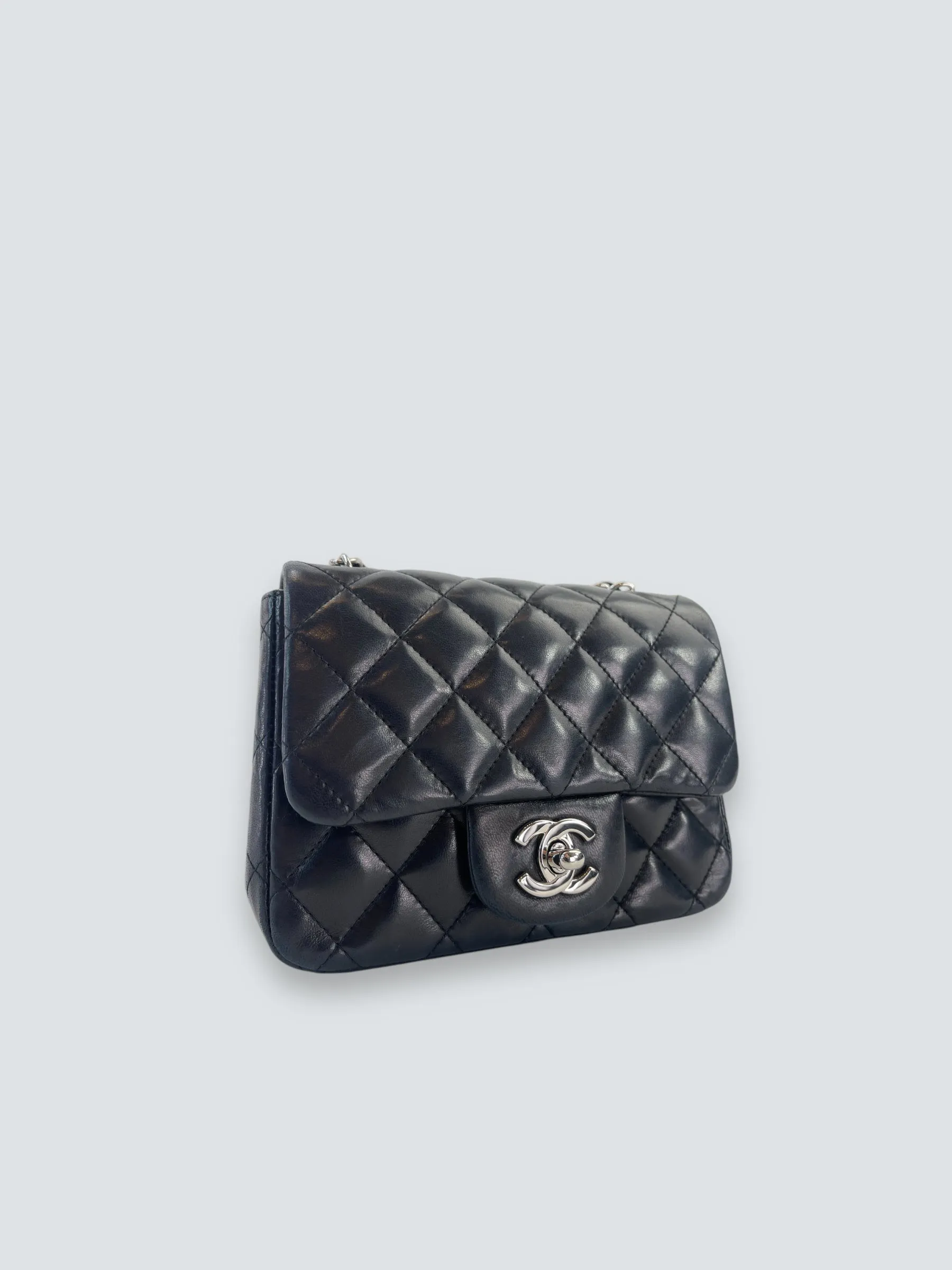 Chanel Black Lambskin Leather Mini Square Flap