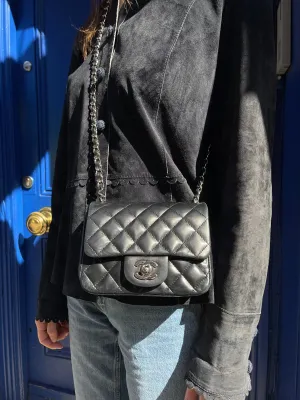 Chanel Black Lambskin Leather Mini Square Flap