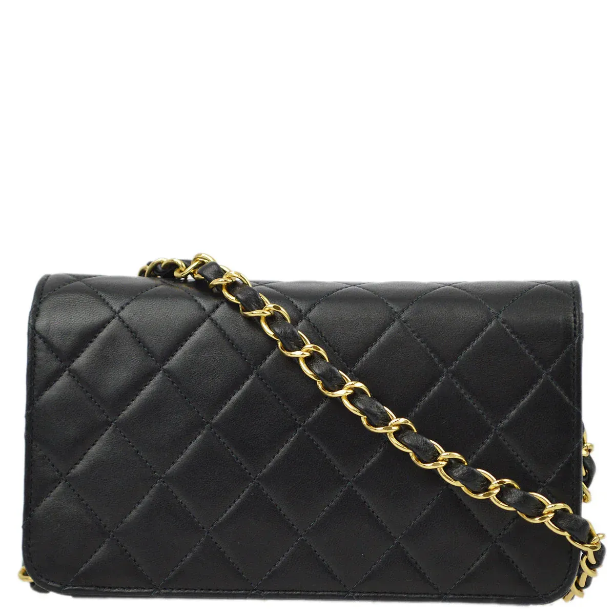 Chanel Black Lambskin Pushlock Mini Full Flap Shoulder Bag