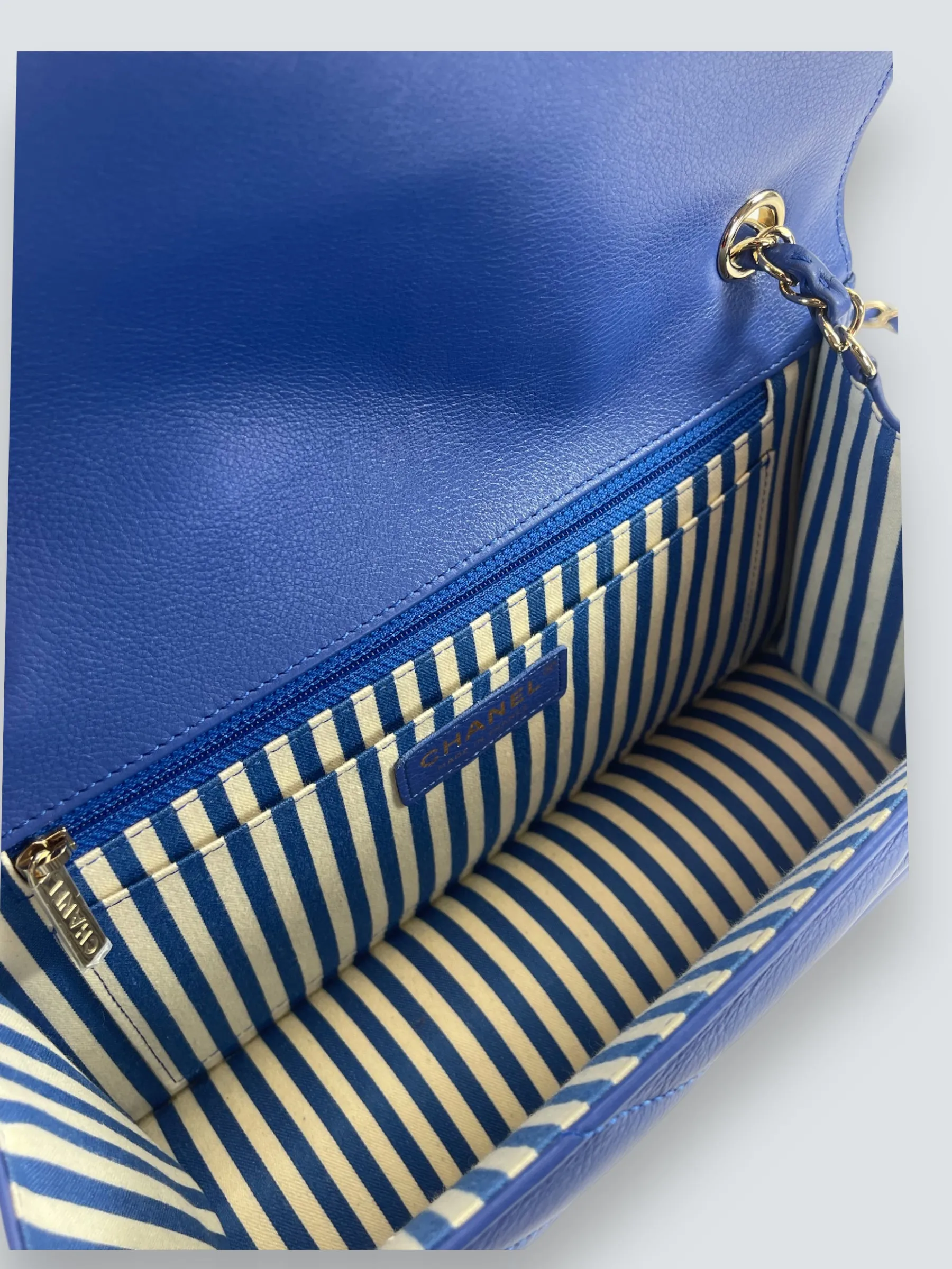 Chanel Blue Lambskin Leather Envelope Flap