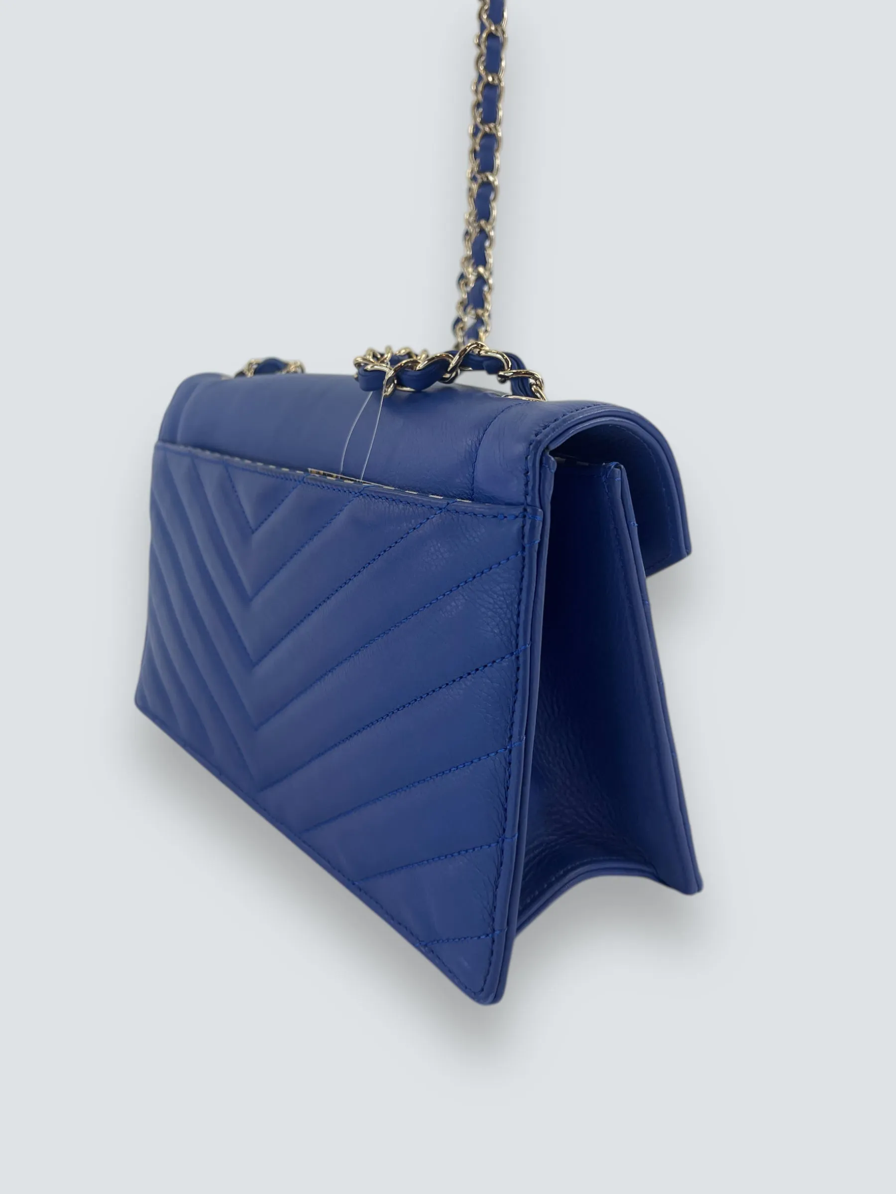 Chanel Blue Lambskin Leather Envelope Flap