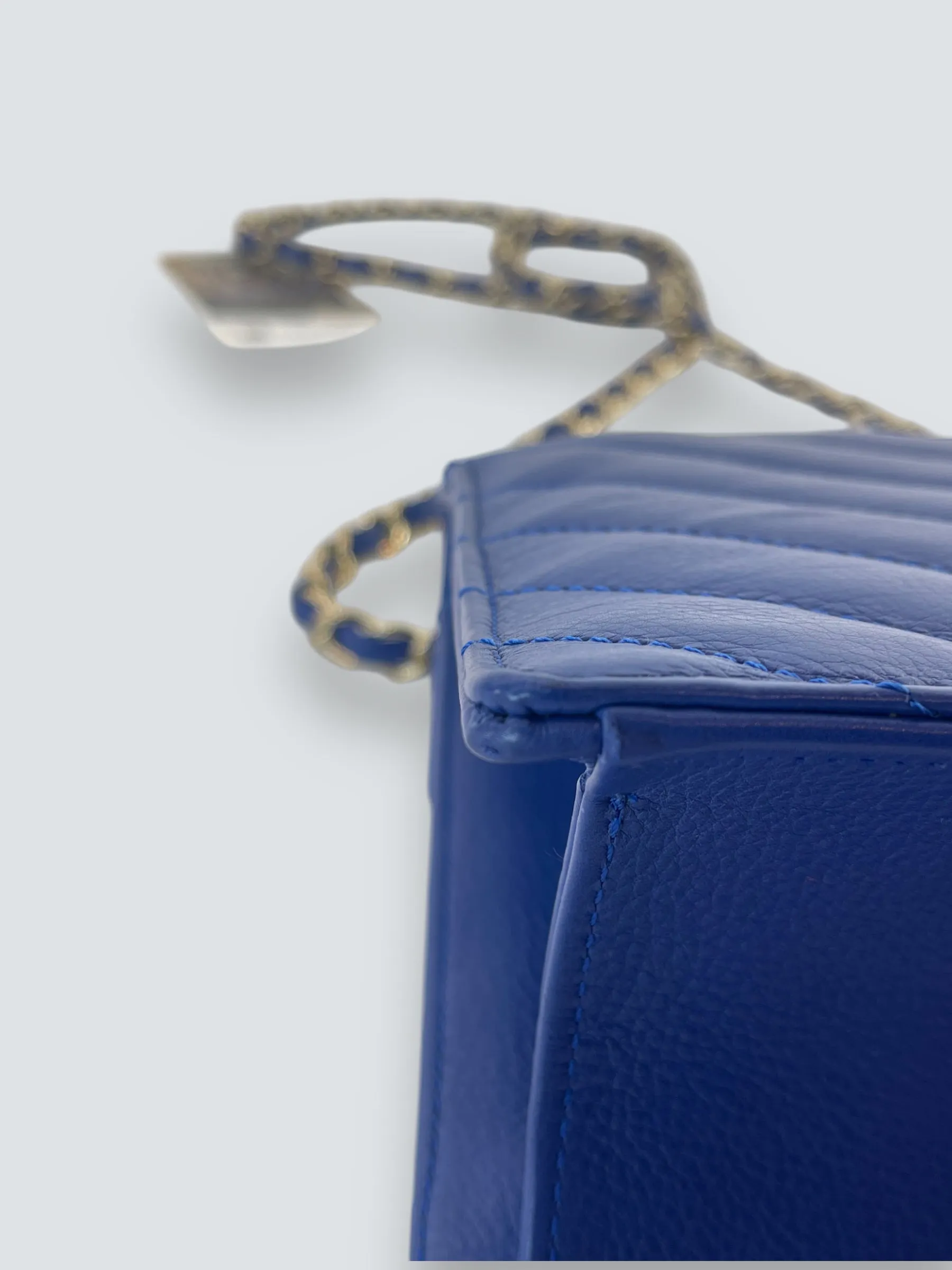 Chanel Blue Lambskin Leather Envelope Flap