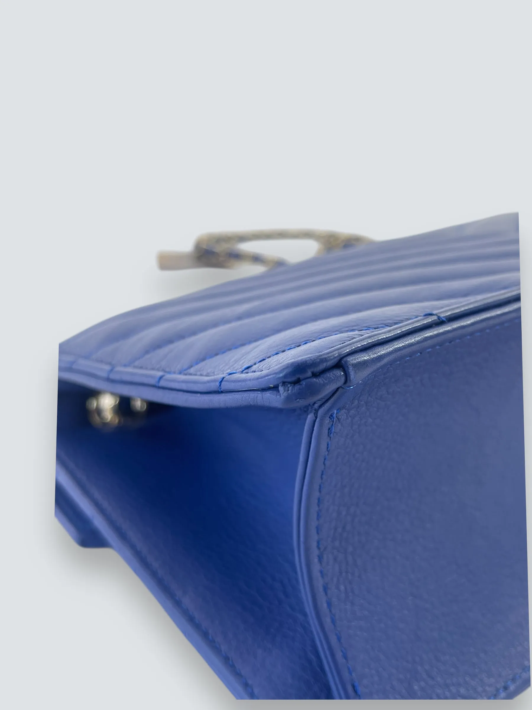 Chanel Blue Lambskin Leather Envelope Flap