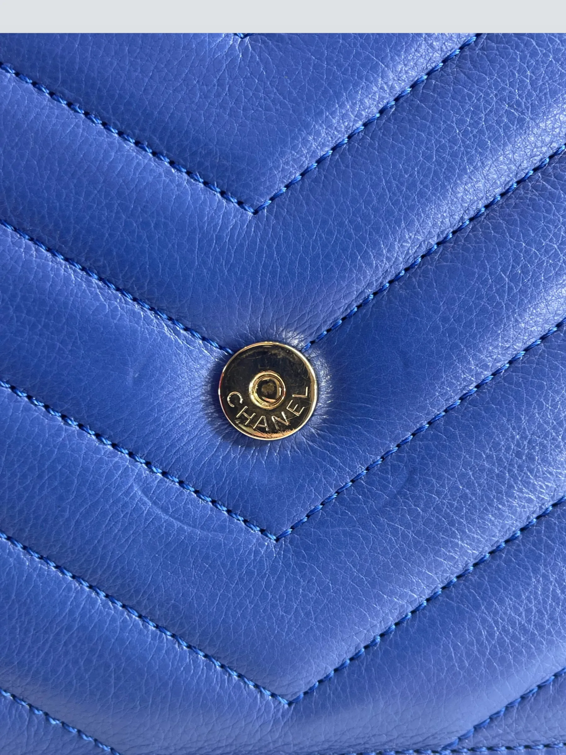 Chanel Blue Lambskin Leather Envelope Flap