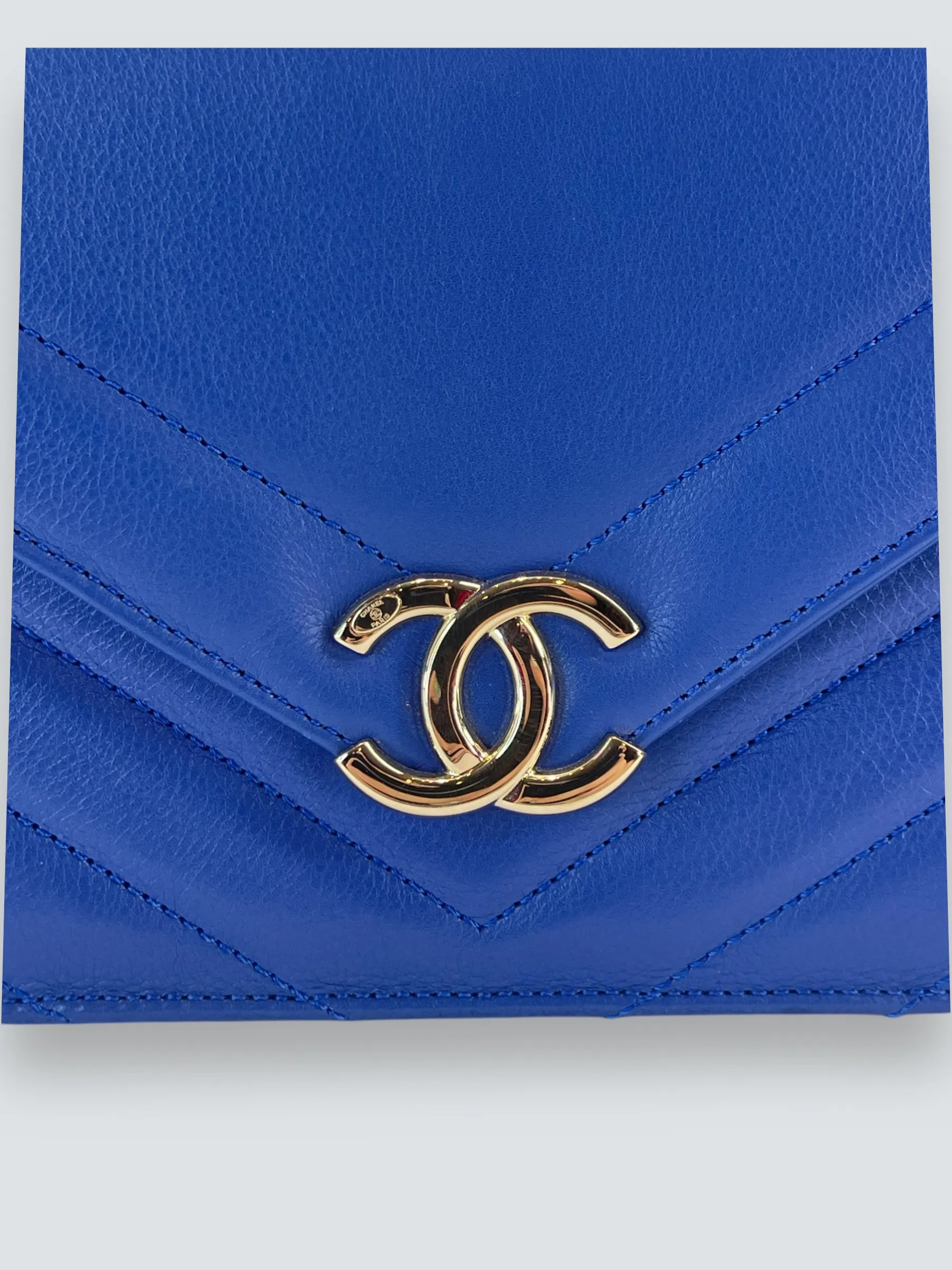 Chanel Blue Lambskin Leather Envelope Flap