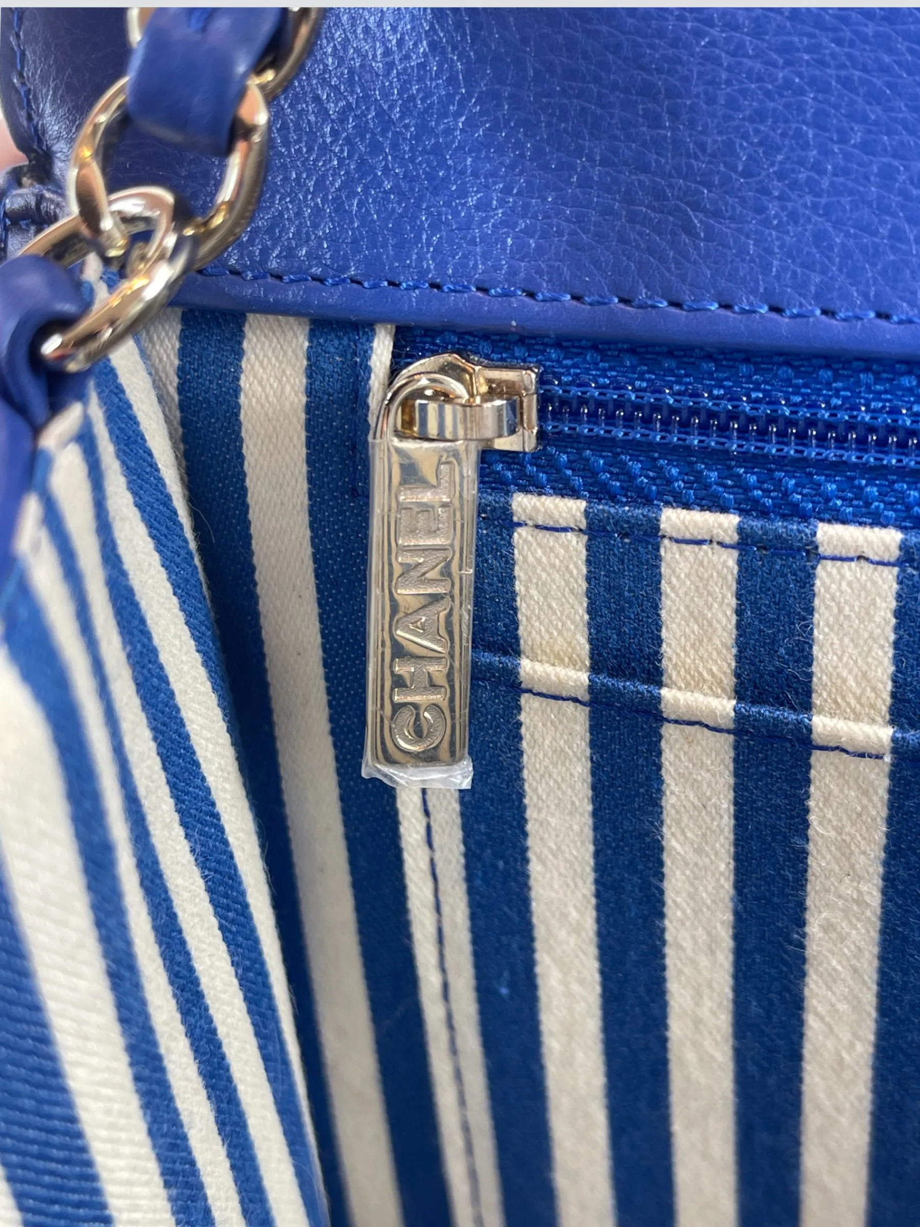 Chanel Blue Lambskin Leather Envelope Flap
