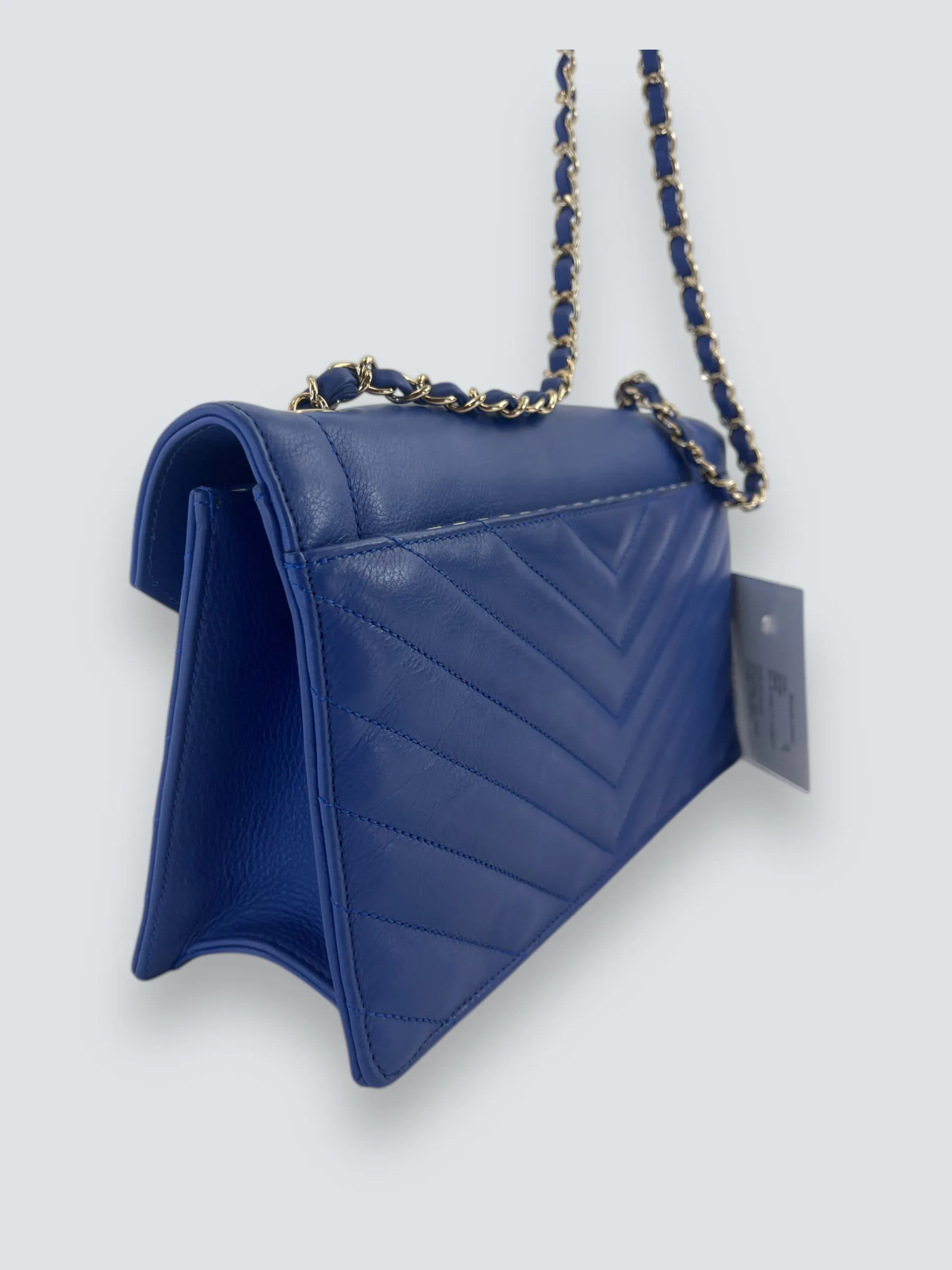 Chanel Blue Lambskin Leather Envelope Flap