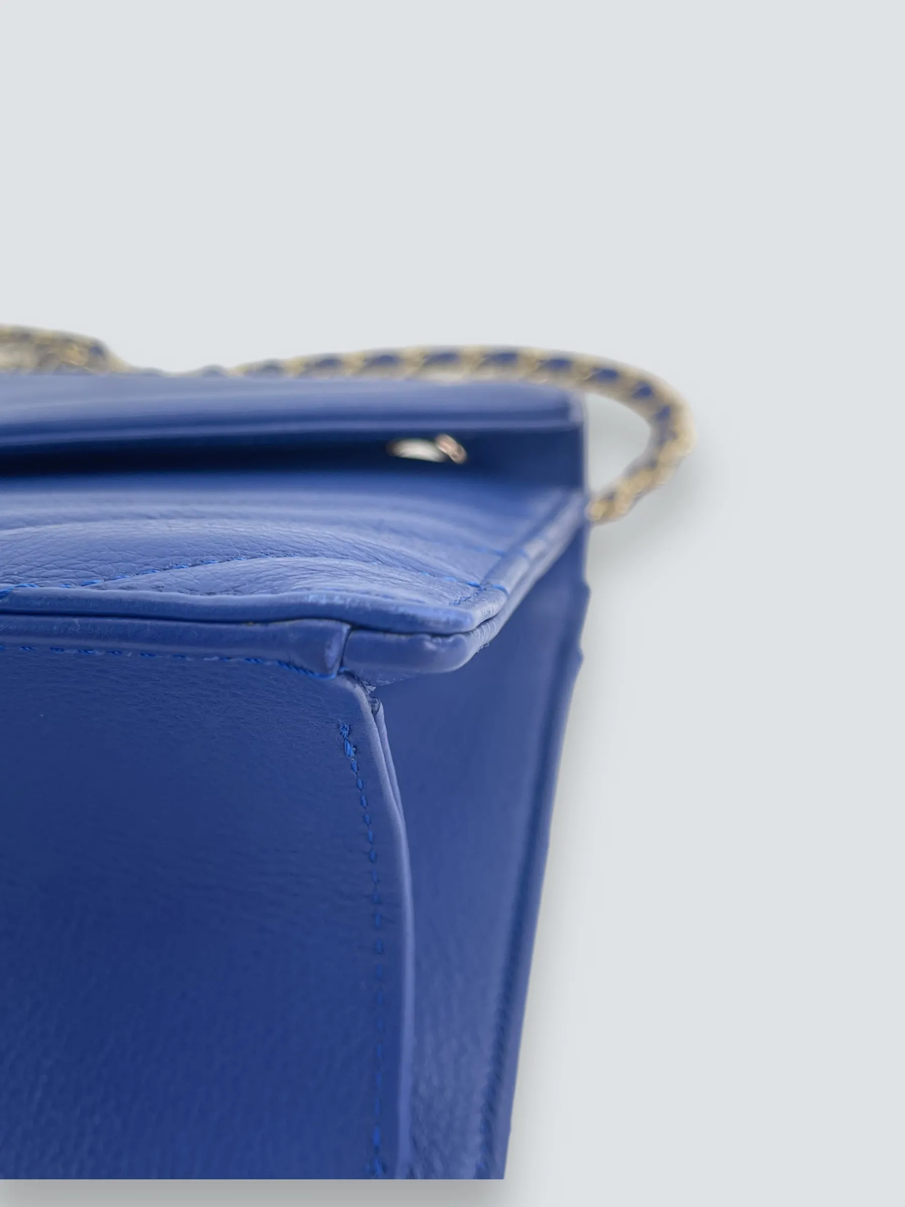 Chanel Blue Lambskin Leather Envelope Flap