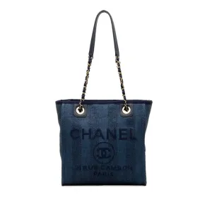 Chanel Denim Doverville PM Shoulder Bag Navy Canvas Leather  Chanel
