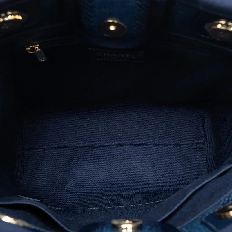 Chanel Denim Doverville PM Shoulder Bag Navy Canvas Leather  Chanel