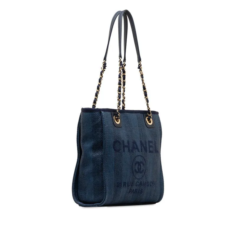 Chanel Denim Doverville PM Shoulder Bag Navy Canvas Leather  Chanel