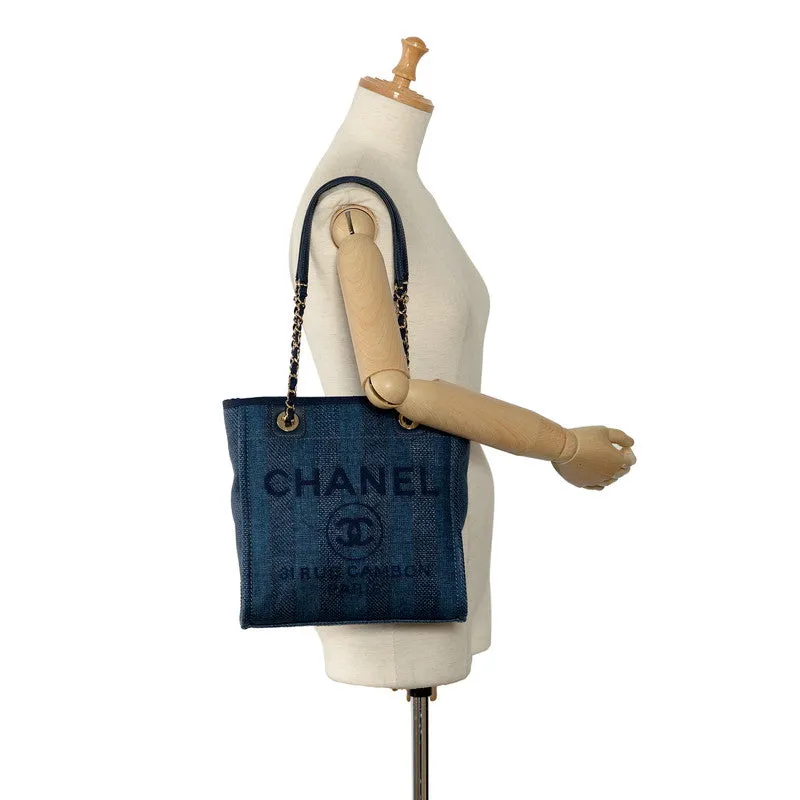 Chanel Denim Doverville PM Shoulder Bag Navy Canvas Leather  Chanel