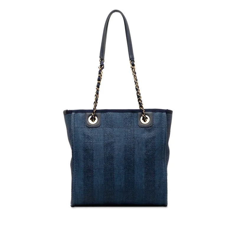 Chanel Denim Doverville PM Shoulder Bag Navy Canvas Leather  Chanel