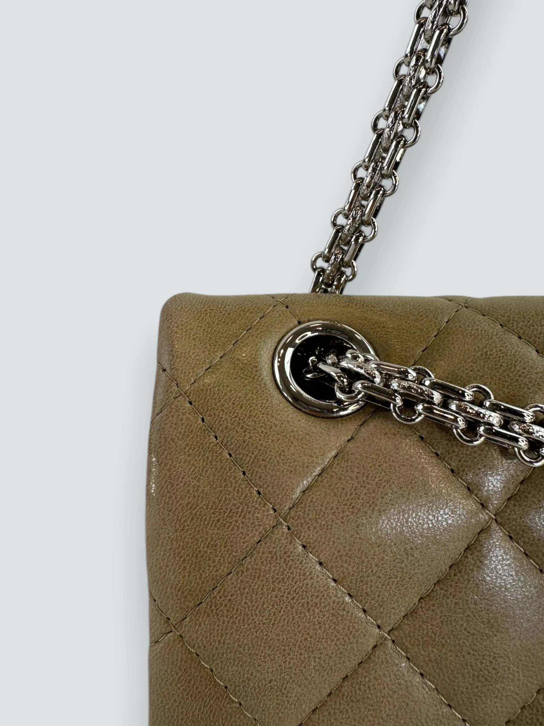 Chanel Khaki Calfskin Leather 2.55 Reissue