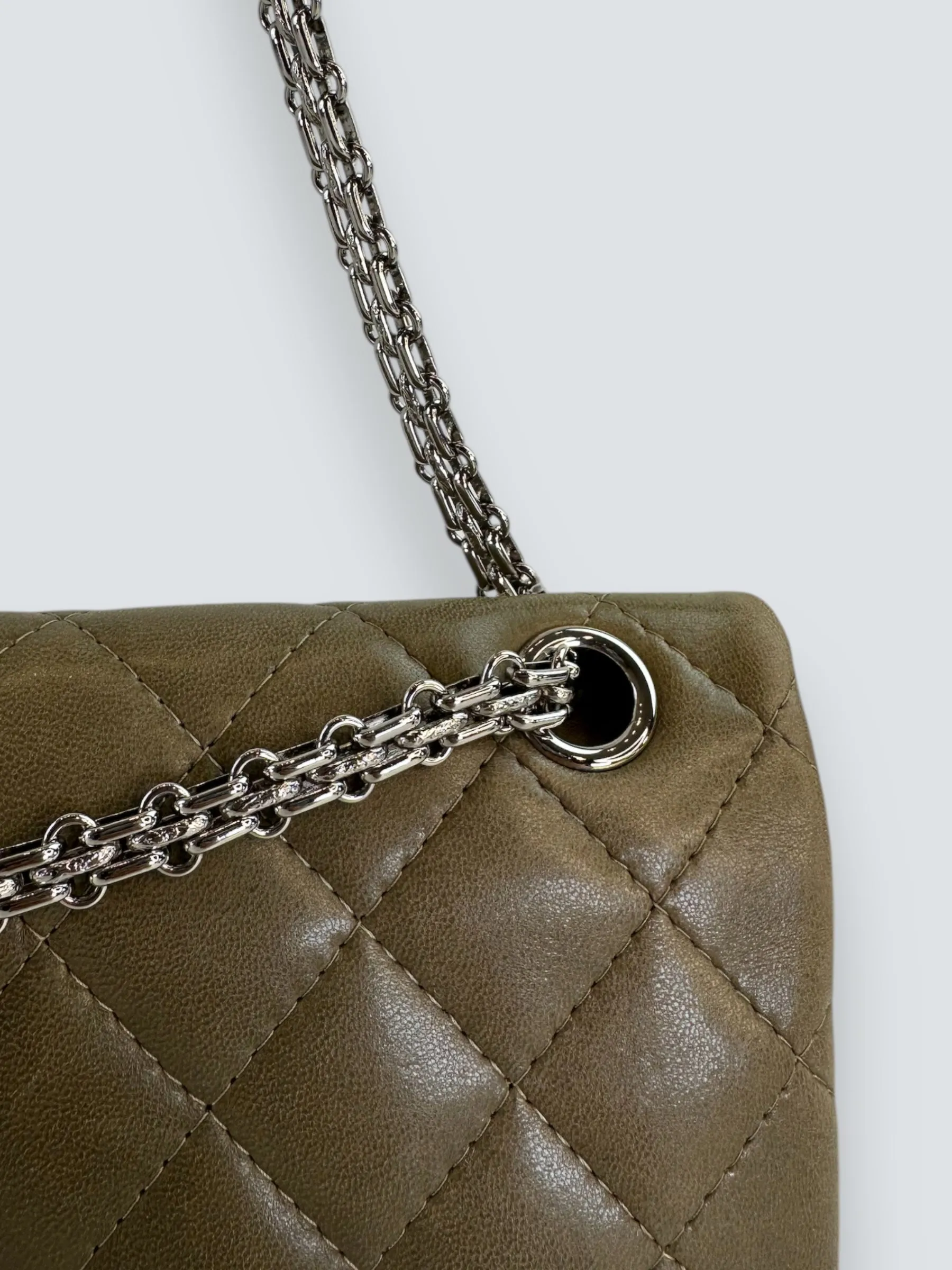 Chanel Khaki Calfskin Leather 2.55 Reissue