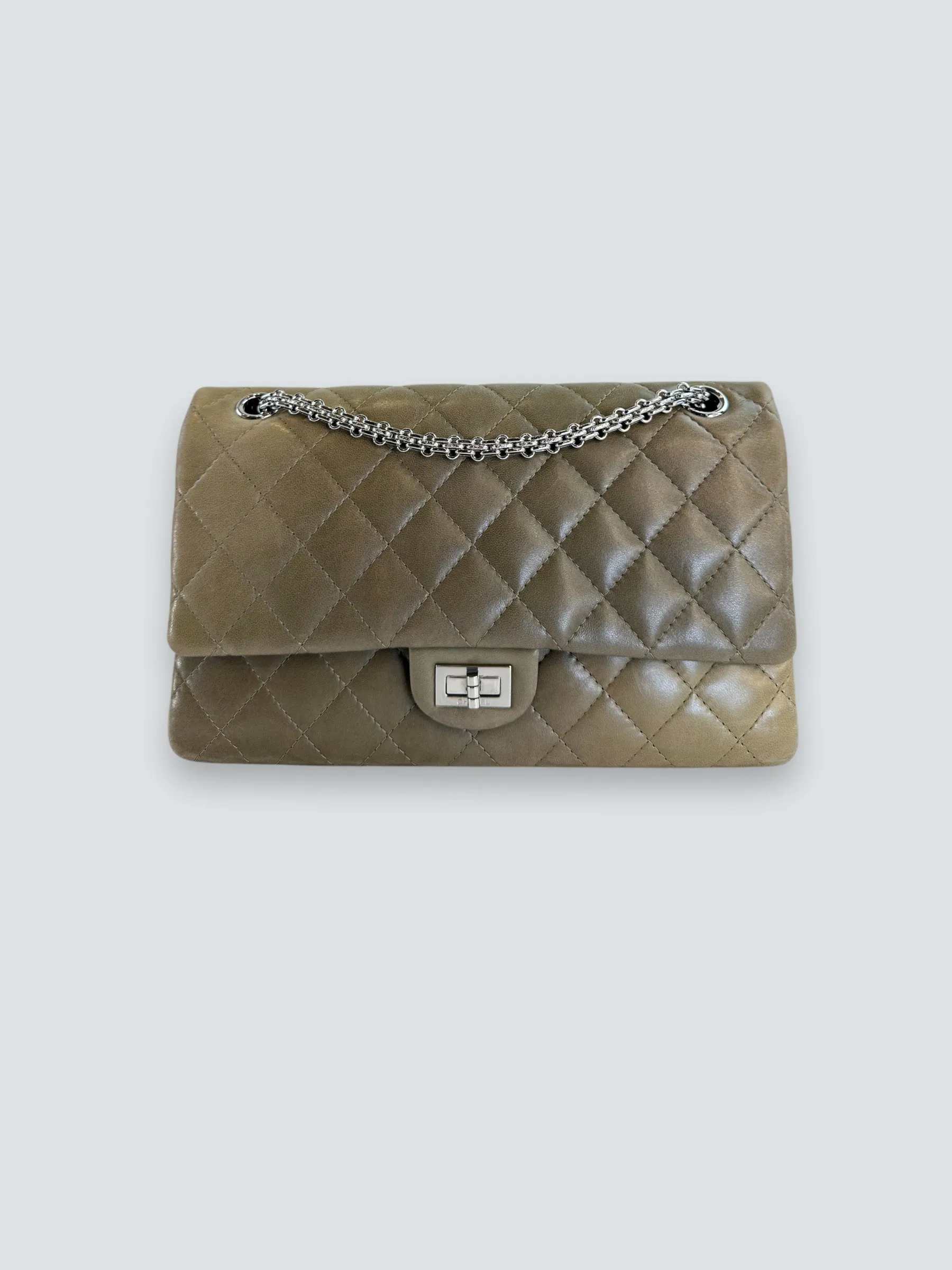 Chanel Khaki Calfskin Leather 2.55 Reissue