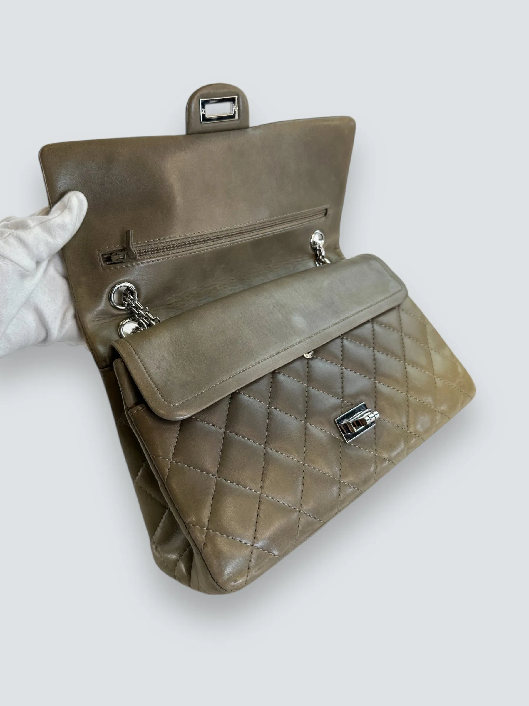 Chanel Khaki Calfskin Leather 2.55 Reissue