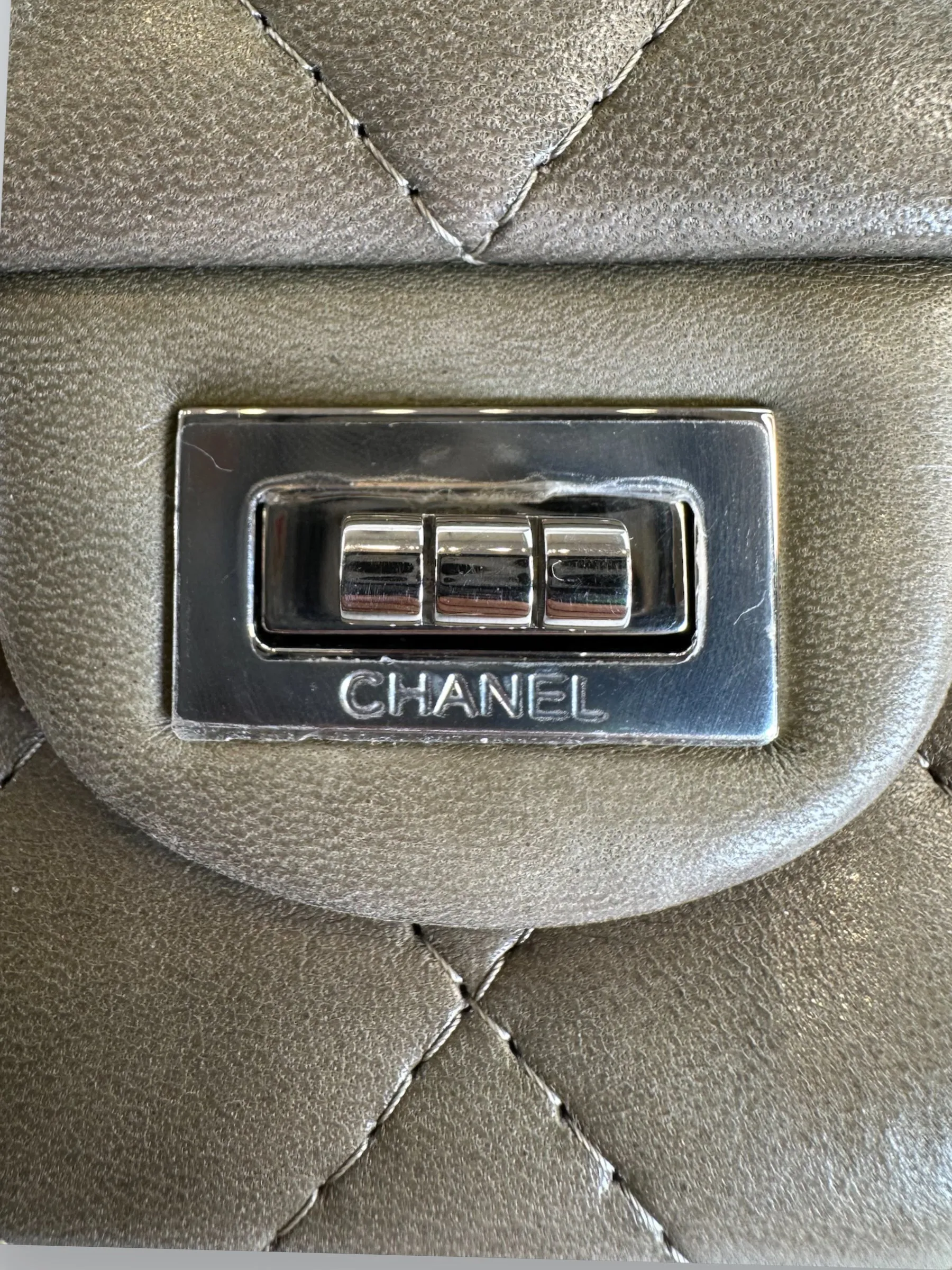 Chanel Khaki Calfskin Leather 2.55 Reissue