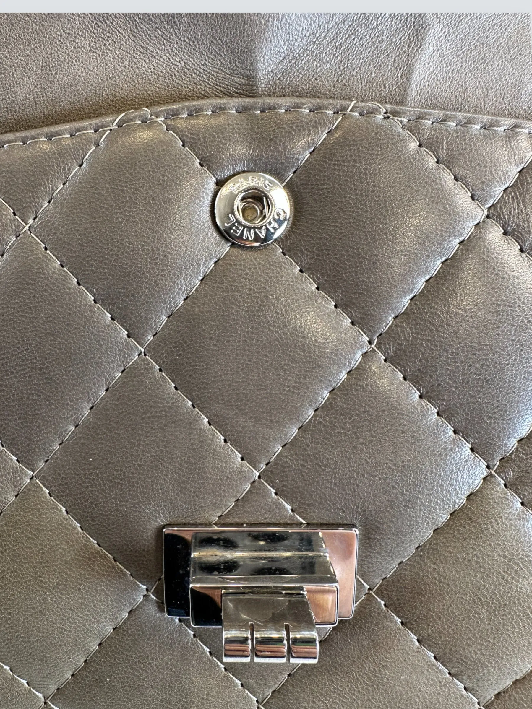Chanel Khaki Calfskin Leather 2.55 Reissue