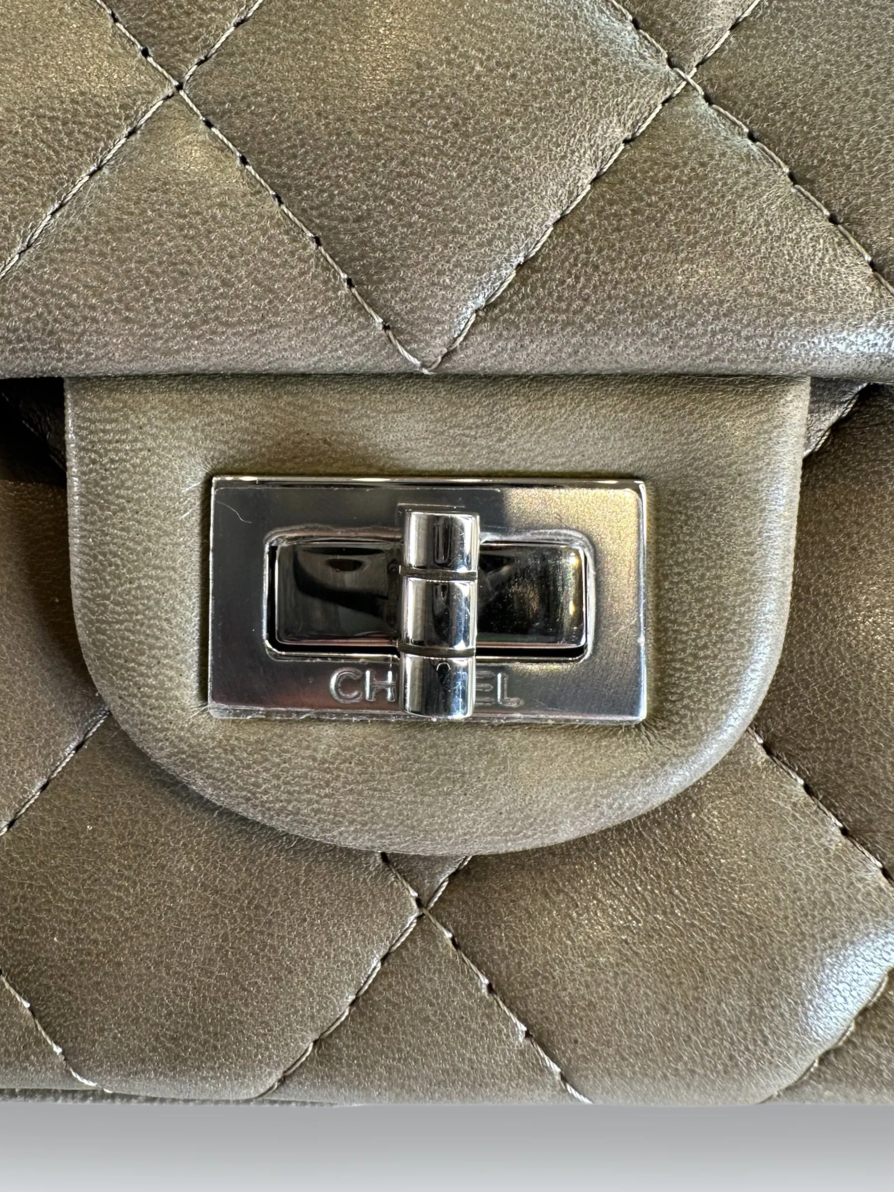 Chanel Khaki Calfskin Leather 2.55 Reissue