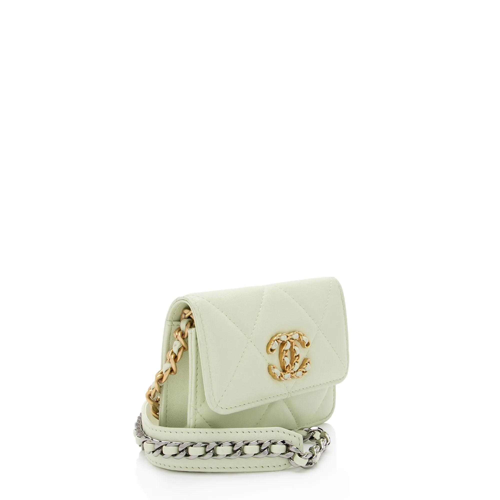 Chanel Lambskin 19 Flap Coin Purse on Chain