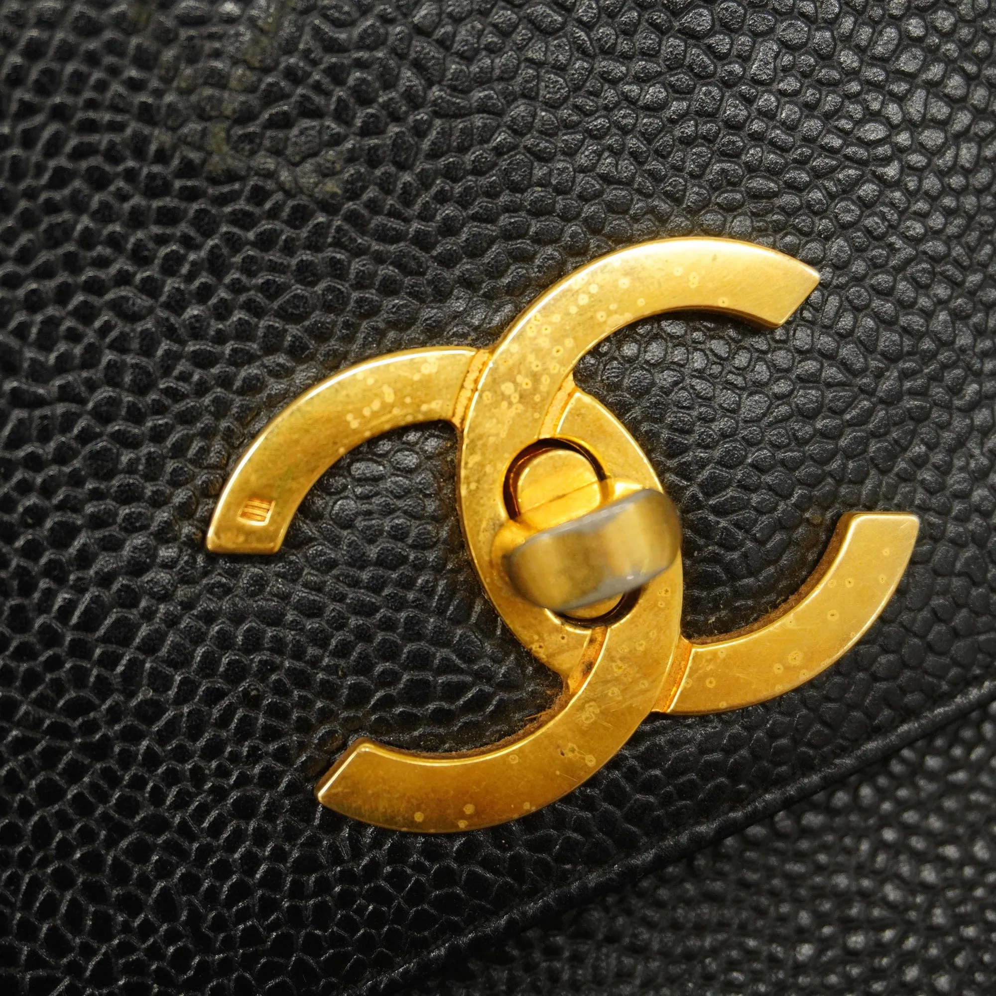 CHANEL   Matelasse Chain Shoulder Women's Caviar Leather Shoulder Bag Black