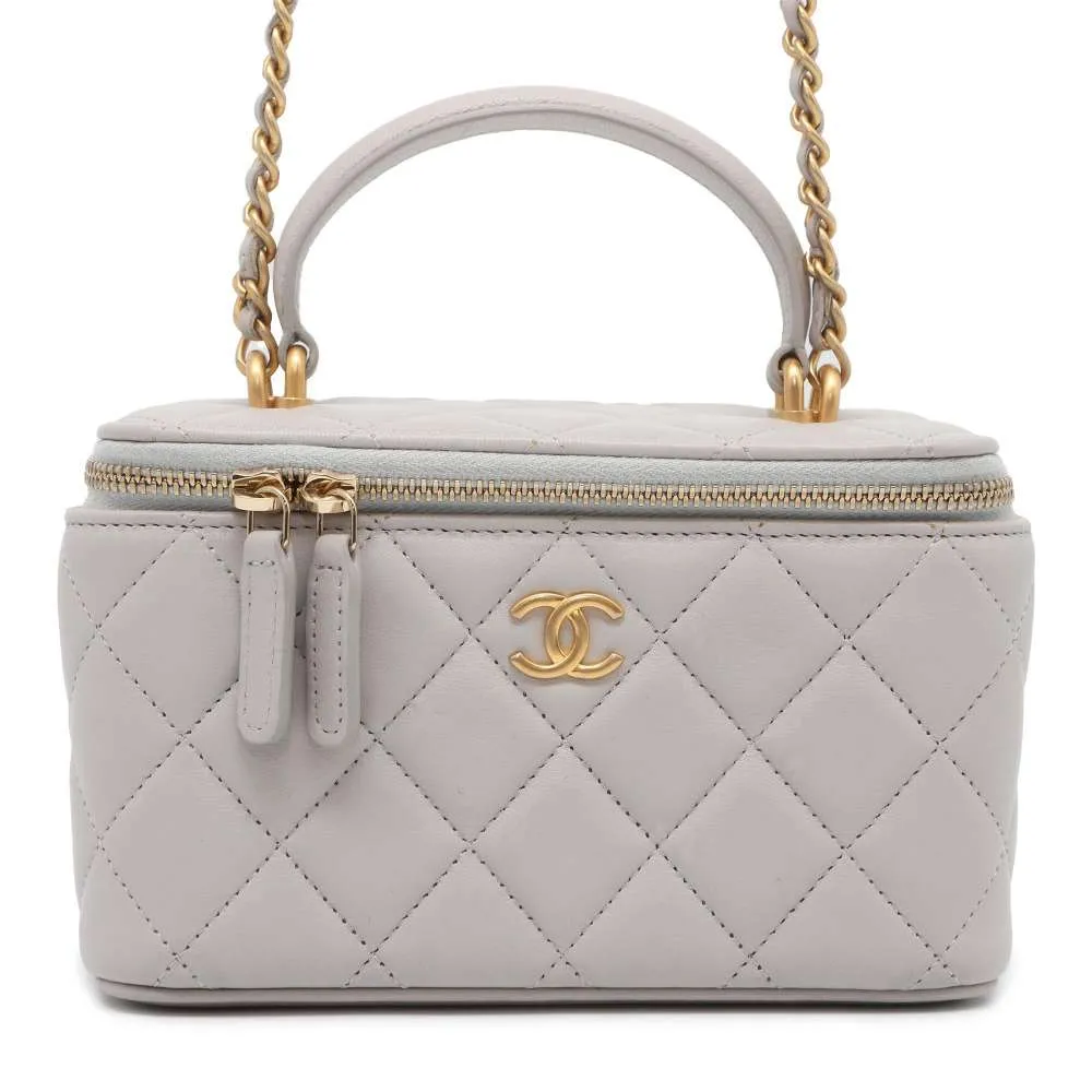 CHANEL Matelasse Vanity 2wayChain Shoulder Bag Light Gray AP2199 Lambskin