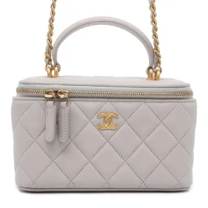 CHANEL Matelasse Vanity 2wayChain Shoulder Bag Light Gray AP2199 Lambskin