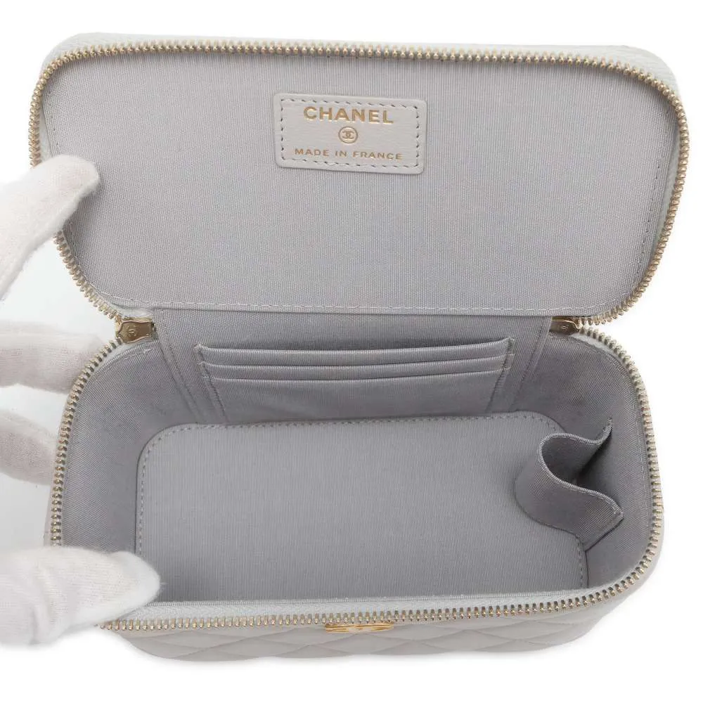 CHANEL Matelasse Vanity 2wayChain Shoulder Bag Light Gray AP2199 Lambskin