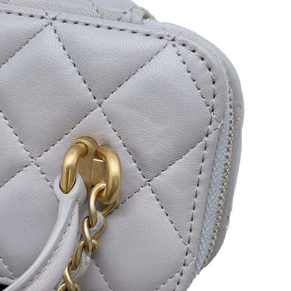 CHANEL Matelasse Vanity 2wayChain Shoulder Bag Light Gray AP2199 Lambskin