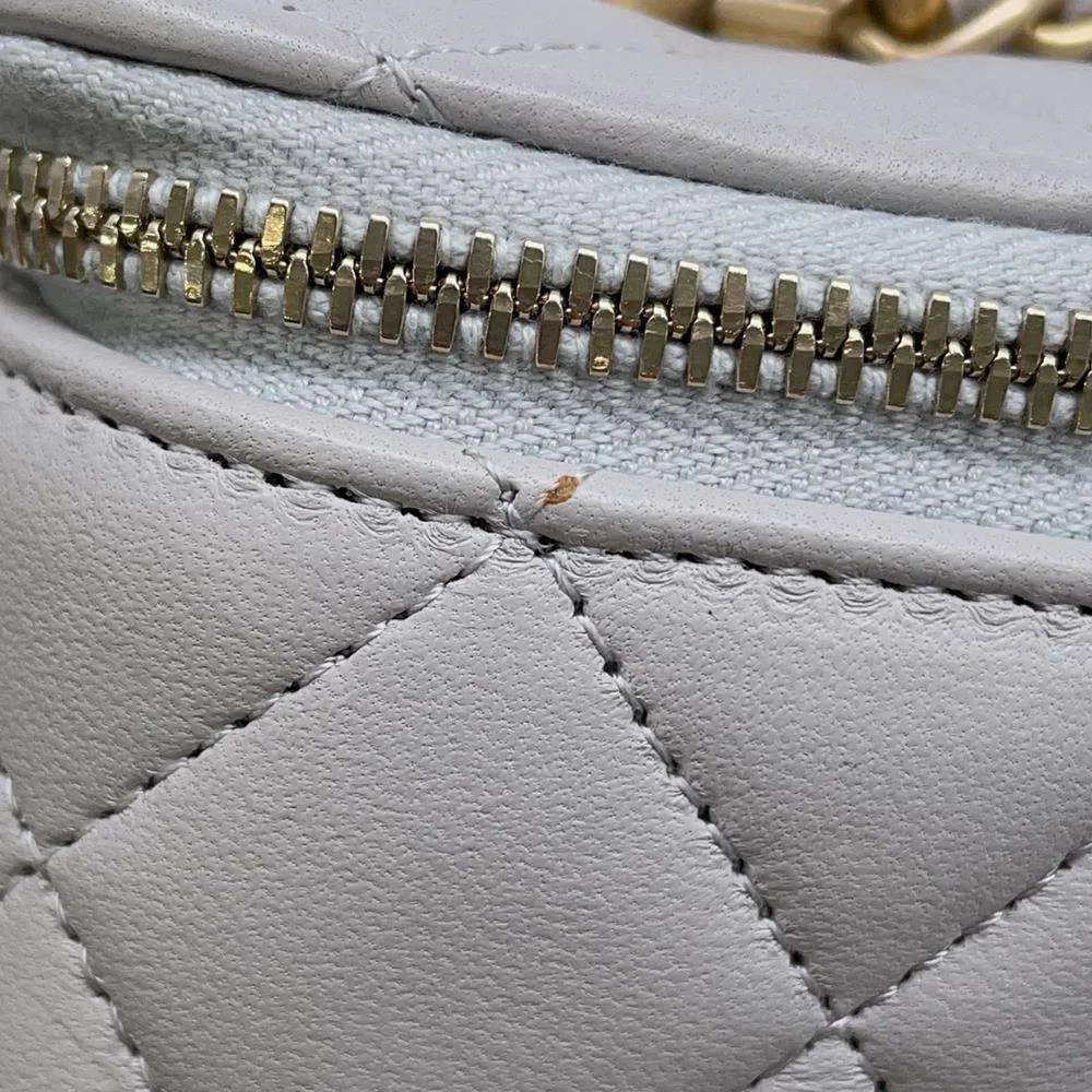 CHANEL Matelasse Vanity 2wayChain Shoulder Bag Light Gray AP2199 Lambskin