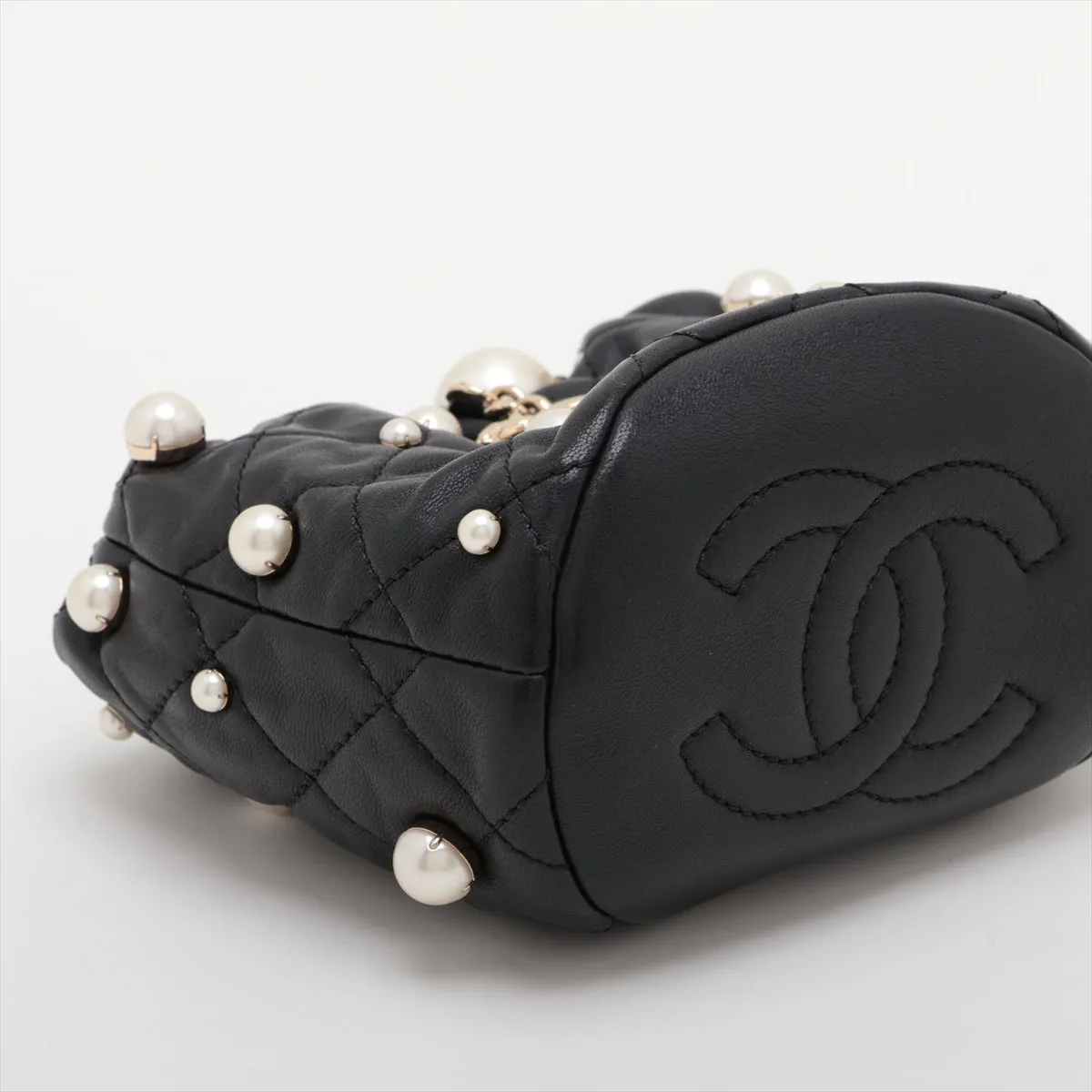 Chanel Matrasse  Handle Shoulder Bag Pearl Black G  31st AS2518