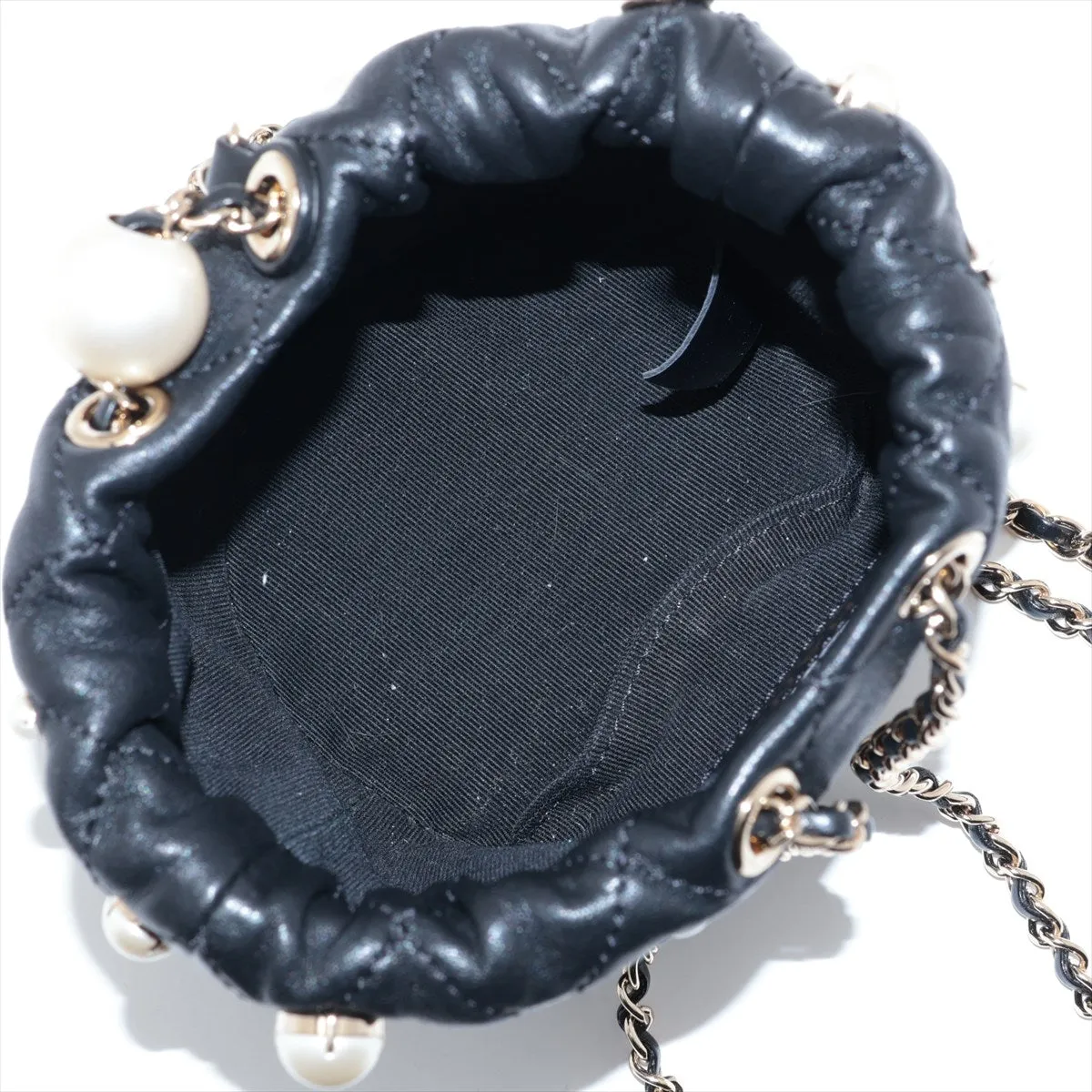 Chanel Matrasse  Handle Shoulder Bag Pearl Black G  31st AS2518