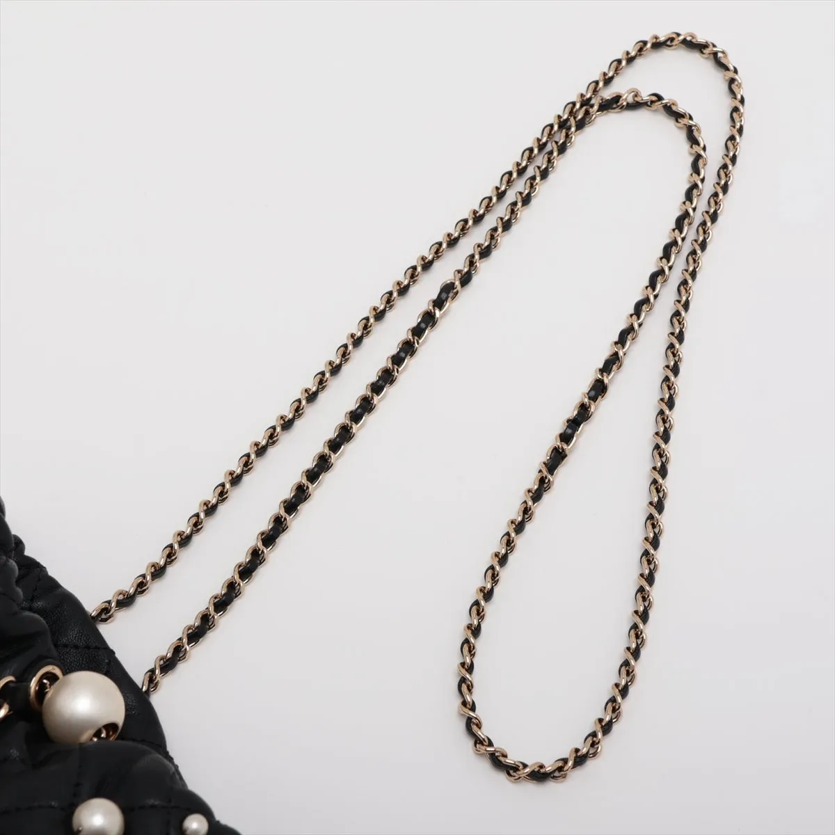 Chanel Matrasse  Handle Shoulder Bag Pearl Black G  31st AS2518