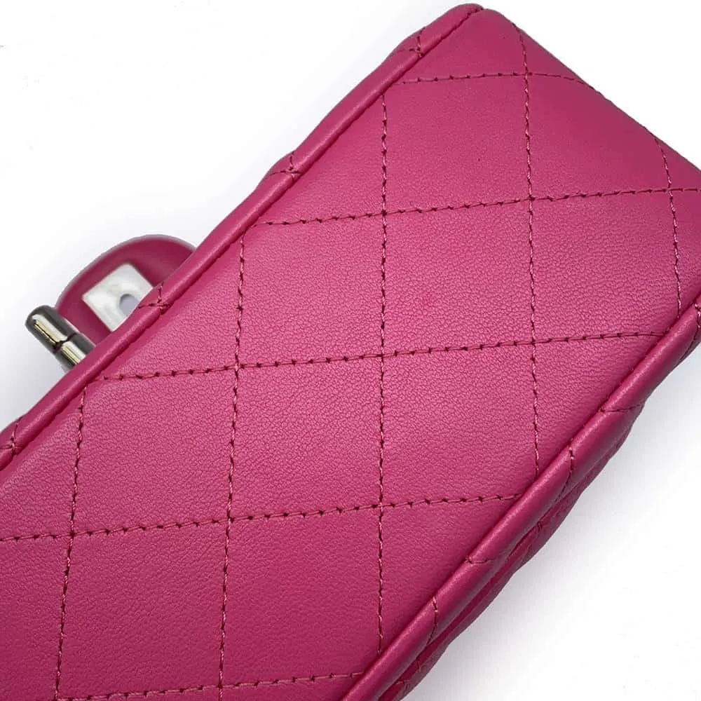 CHANEL Mini Matelasse Chain Shoulder Bag Pink A69900 Lambskin Size 20