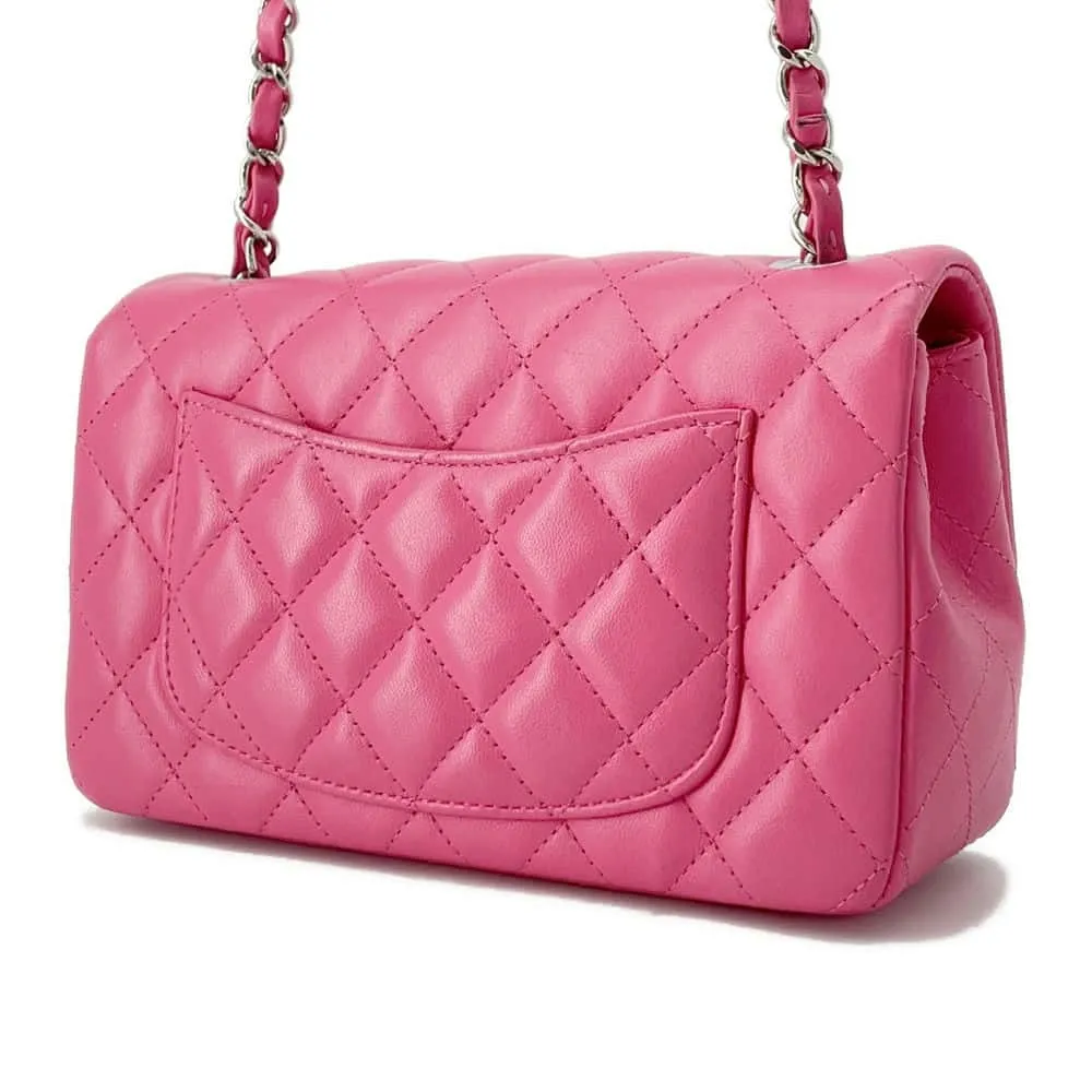 CHANEL Mini Matelasse Chain Shoulder Bag Pink A69900 Lambskin Size 20